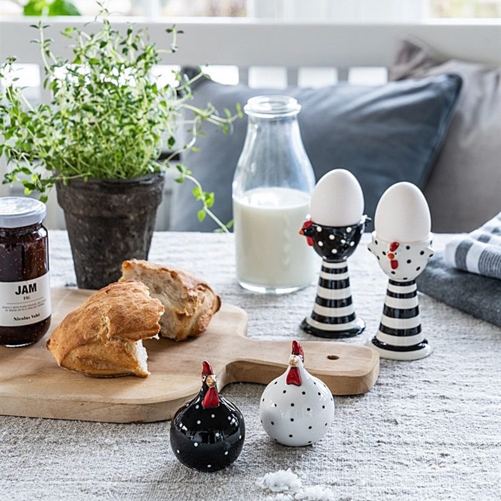 Nääsgränsgården Salz- / Pfefferstreuer HÜHNER mit Punkten/Polka Dots aus Keramik, (2-tlg), glasiert