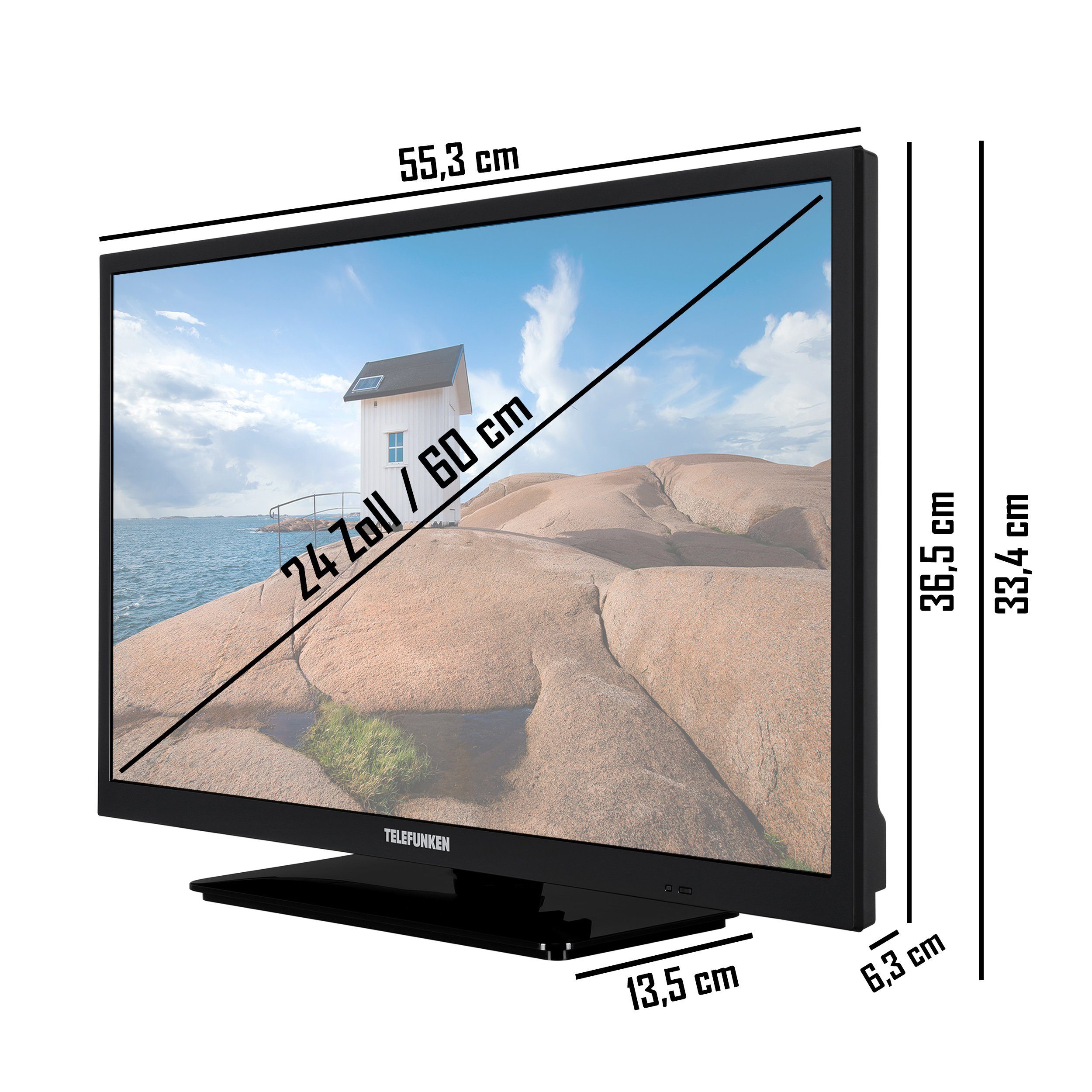 Telefunken XH24SN550MVD LCD-LED Fernseher Volt Anschluss, Triple-Tuner, Monate 6 HD-ready, DVD-Player, TV, (60 Smart HD+ cm/24 12 gratis) Zoll