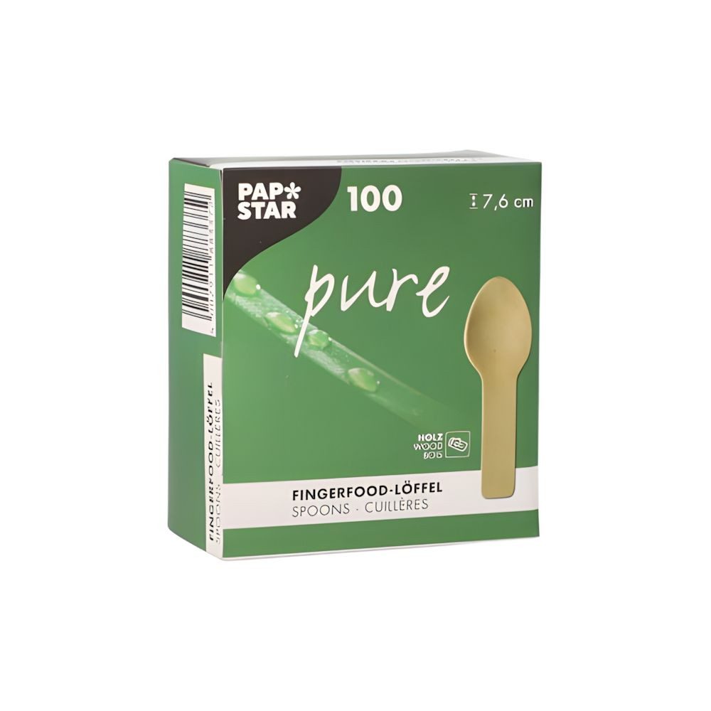 PAPSTAR Einweglöffel Fingerfood - Löffel, Holz pure 7,6 cm 100 Stk