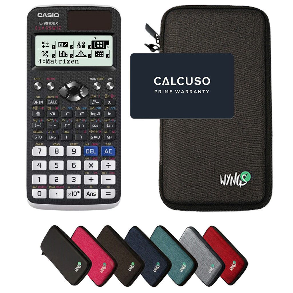 CASIO Taschenrechner fx-991DE X ClassWiz inkl. WYNGS Schutztasche Dunkelgrau