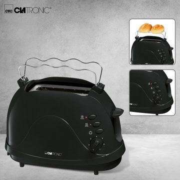 CLATRONIC Toaster 2 Scheiben Toastautomat TA 3565 mit Krümelschublade, 2 kurze Schlitze, für 2 Scheiben, 700 W, Brötchenaufsatz, Aufwärm-, Auftau-, Schnellstoppfunktion