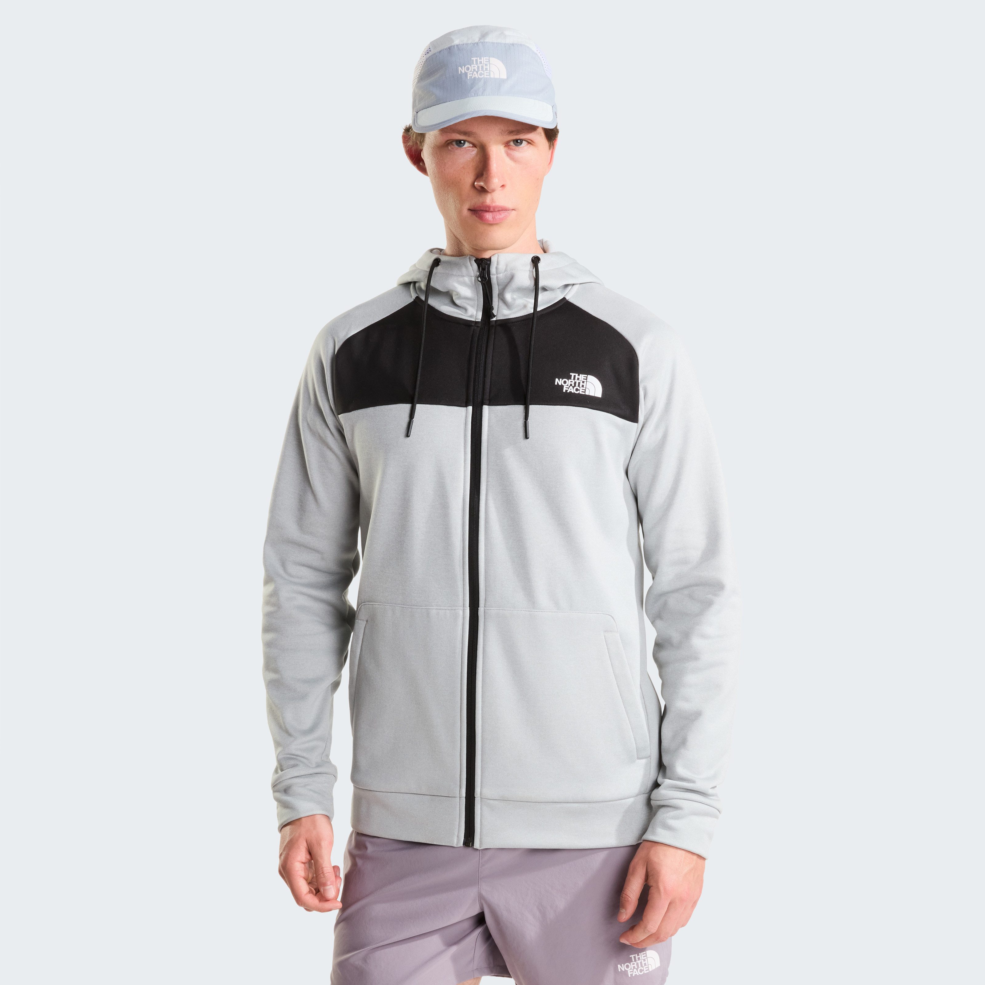 The North Face Fleecejacke Reaxion Fleece Kapuzenpulli mit durchgehendem RV für Herren für kühle Temperaturen, offene Taschen, mit gebürsteter Innenseite