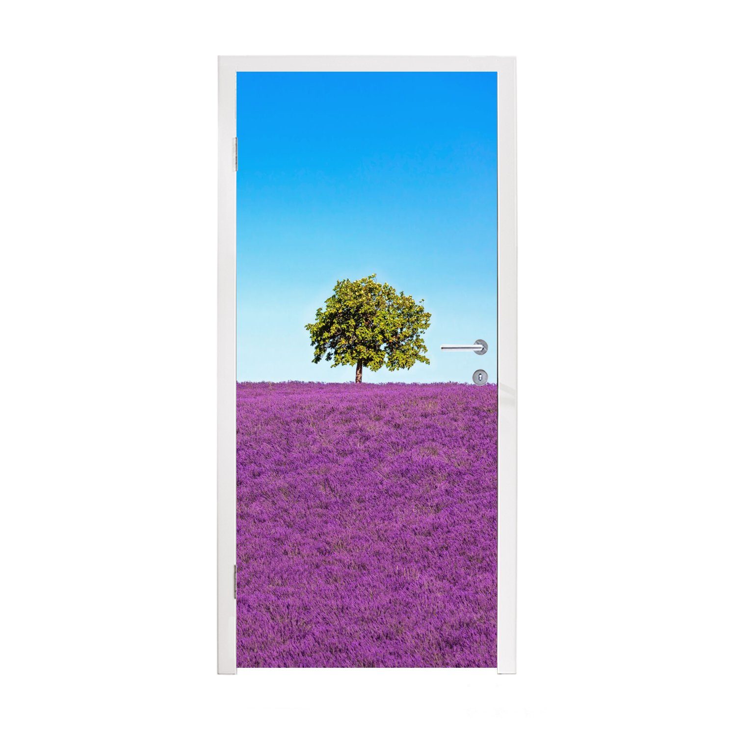 MuchoWow Türtapete Baum - Matt, St), Türaufkleber, (1 bedruckt, Tür, - für Lila cm Lavendel, 75x205 Fototapete Himmel 