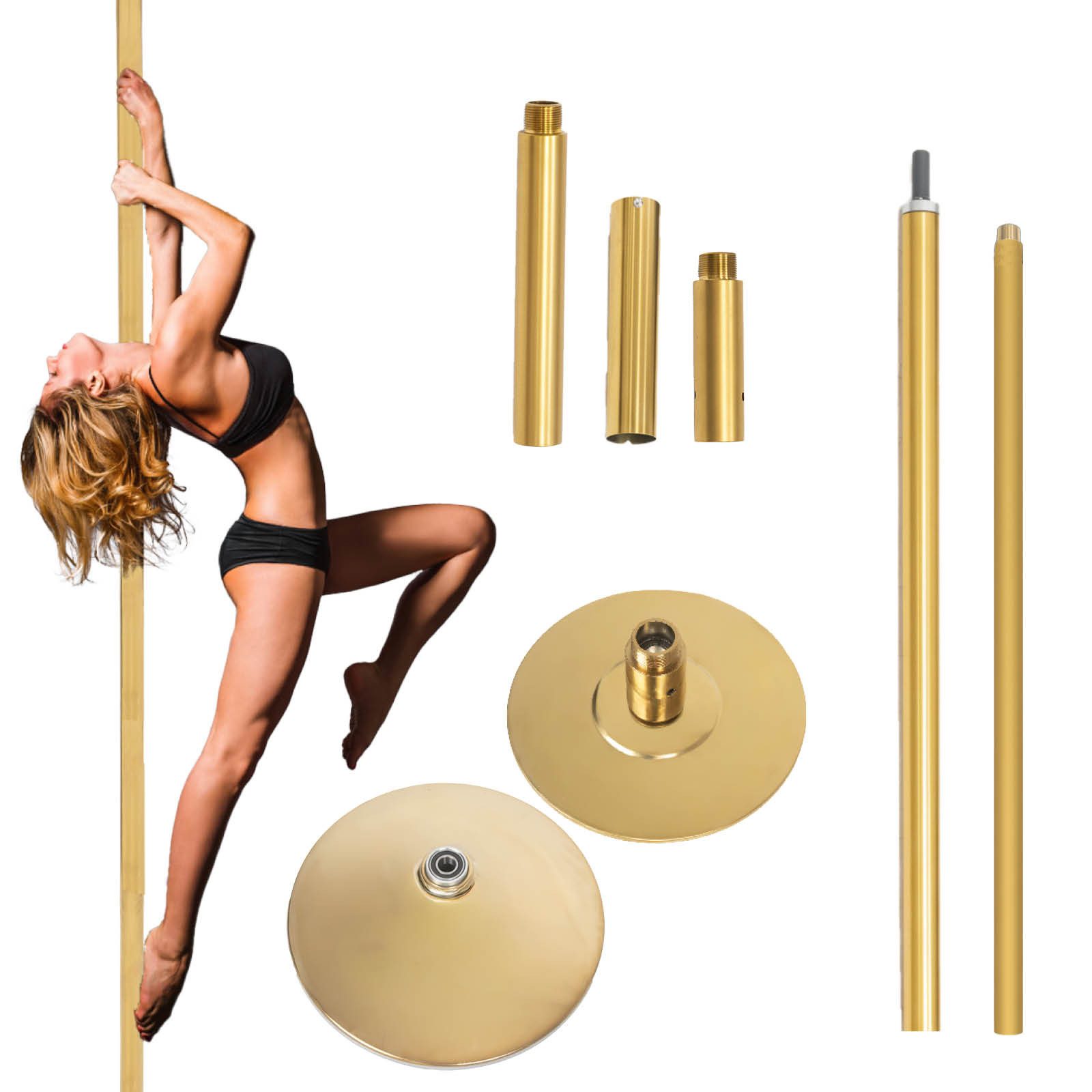 TRUTZHOLM Pole Dance Stange Pole Dance Tanzstange 220-274 cm Tabledance Static&Spinning Funktion, Höhenverstellbar, für Zuhause, Party, Club