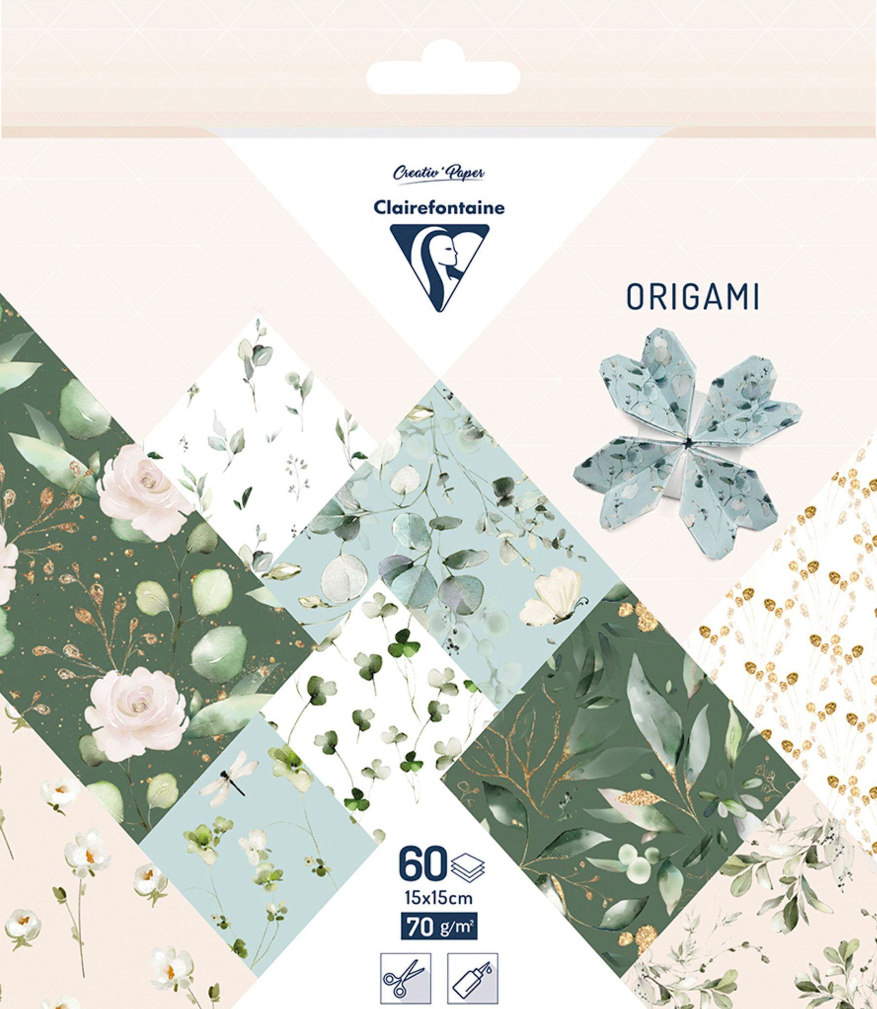 CLAIREFONTAINE Kraftpapier Faltblätter Elegance, 60 Blatt