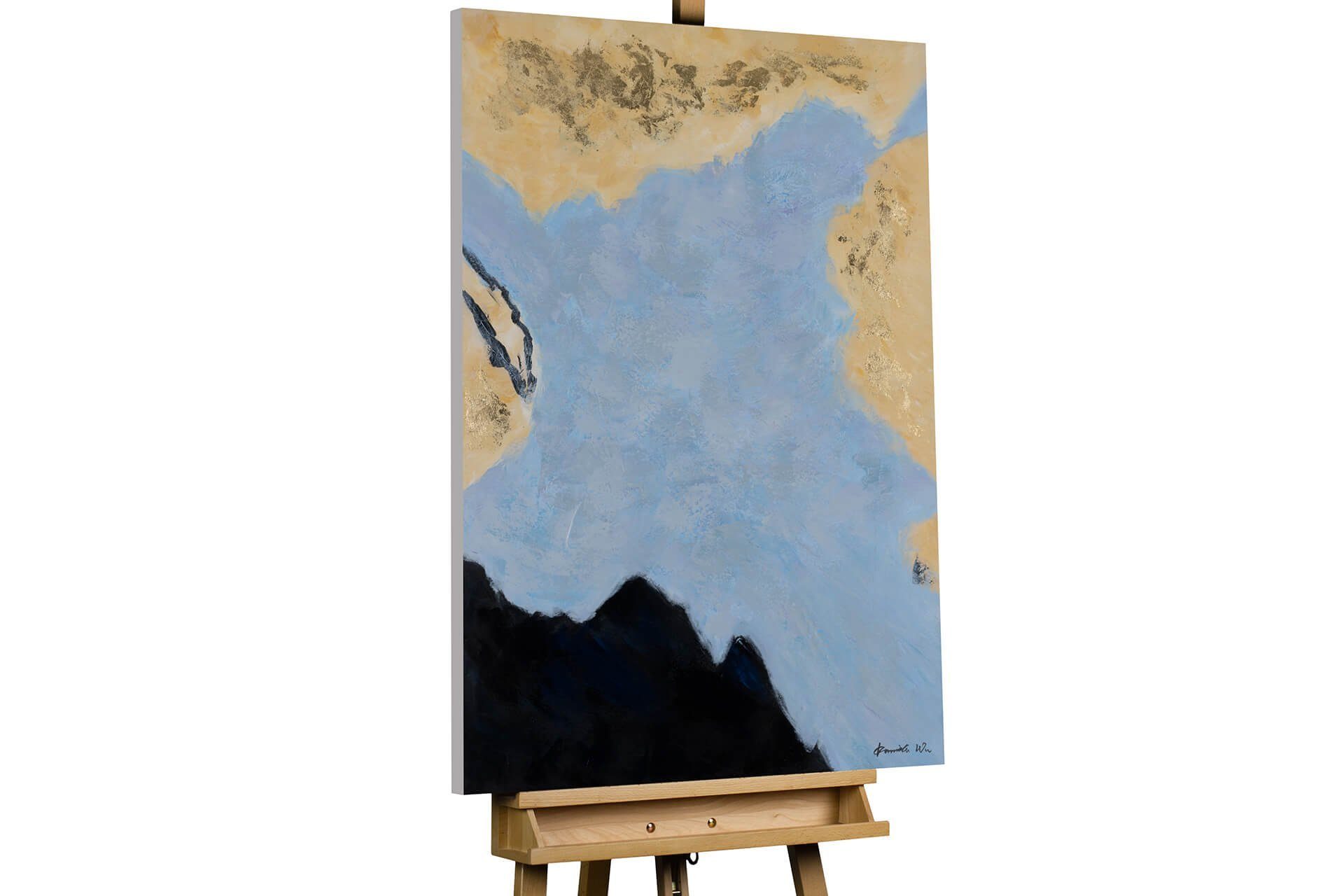 KUNSTLOFT Gemälde Hidden Lake 75x100 cm, Leinwandbild 100% HANDGEMALT Wandbild Wohnzimmer