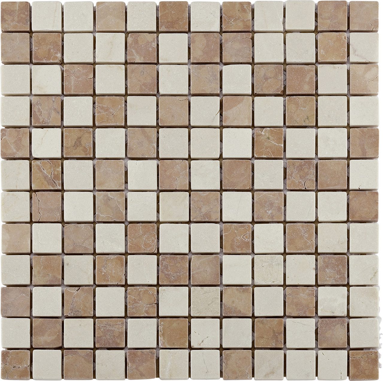 KNG Mosaikfliesen Mosaikfliese Marmor 30 x 30 cm rot mix Steinmaß:, Marmor, Beige Braun