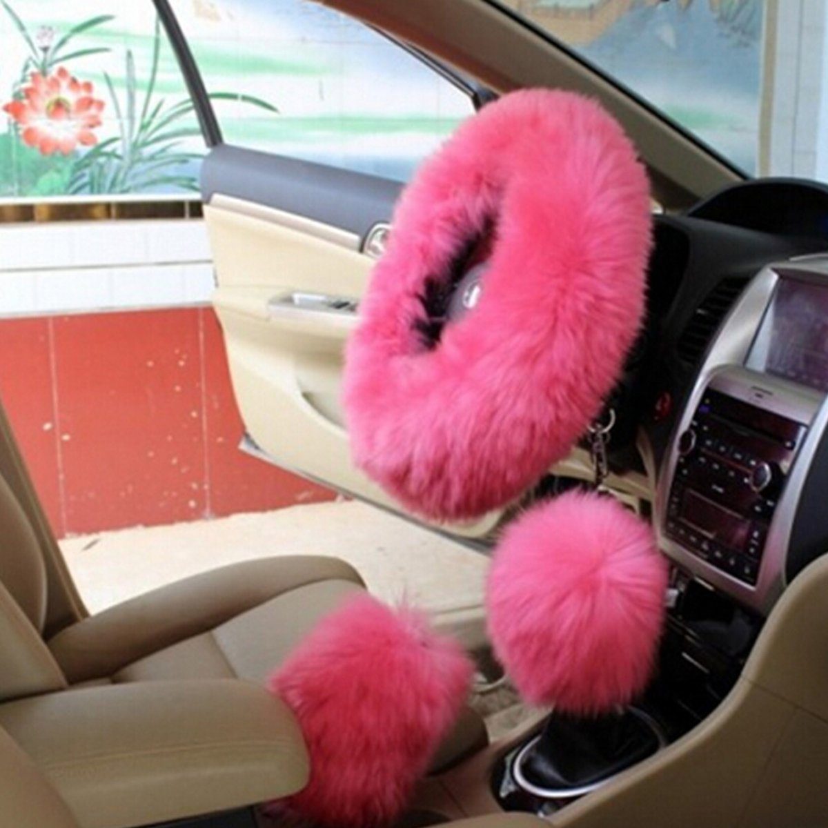 Kaufe Rosa Autositzbezug für Frauen und Mädchen, niedliches Autositzkissen,  Universal-Plüsch-Innenschutzmatte, Auto-Abdeckung