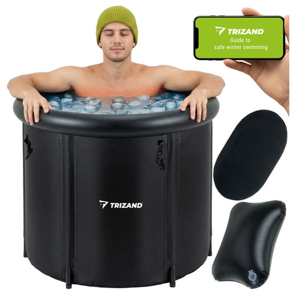 Trizand Rundwanne Eisbad Winterfass Kaltwassertonne, (Spar-Set, 1-tlg), 5-lagig isoliert, faltbar, UV-beständig, wasserdicht
