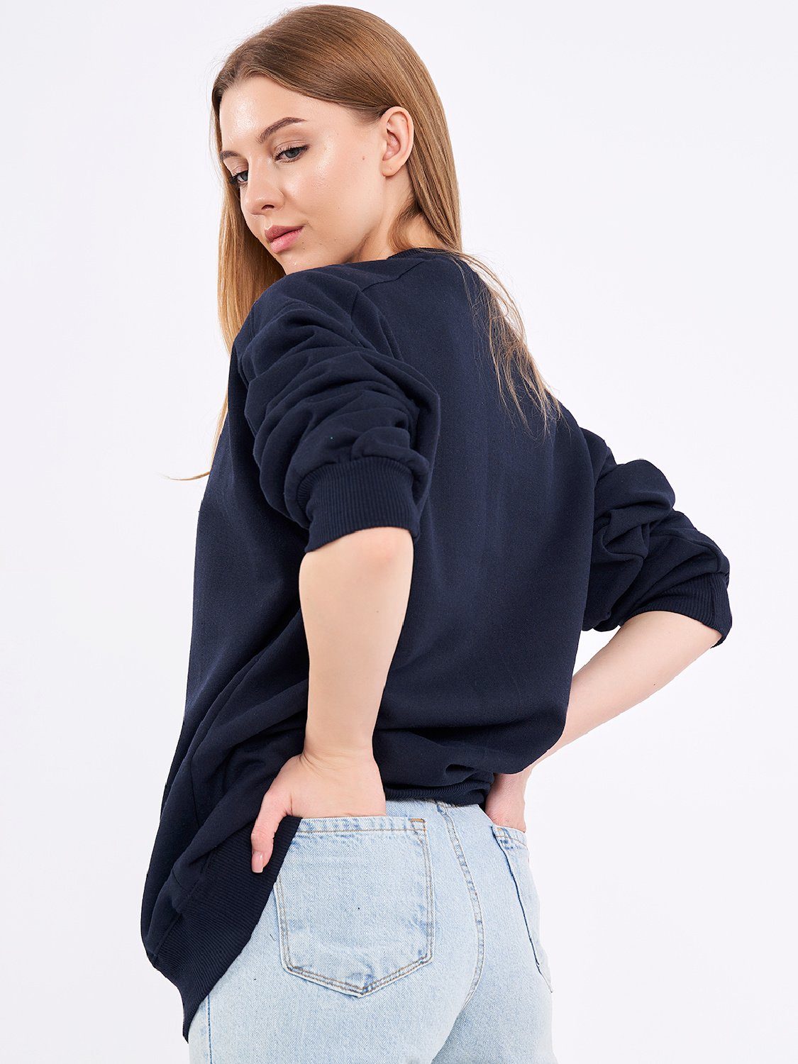 COMEOR Sweatshirt Damen Oversize Pullover Langarm Baumwolle