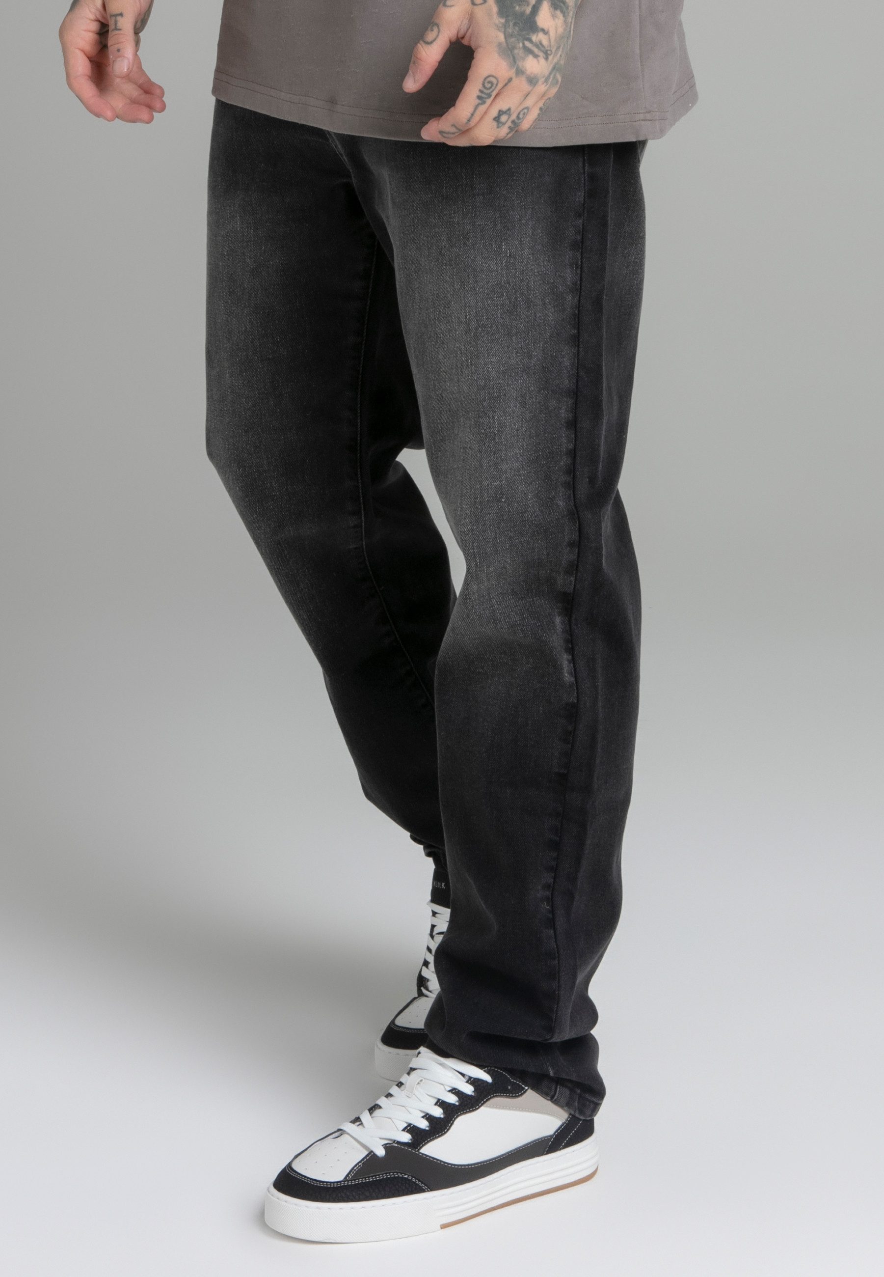 Siksilk Regular-fit-Jeans SikSilk Herren Schwarze Loose Fit Jeans günstig online kaufen