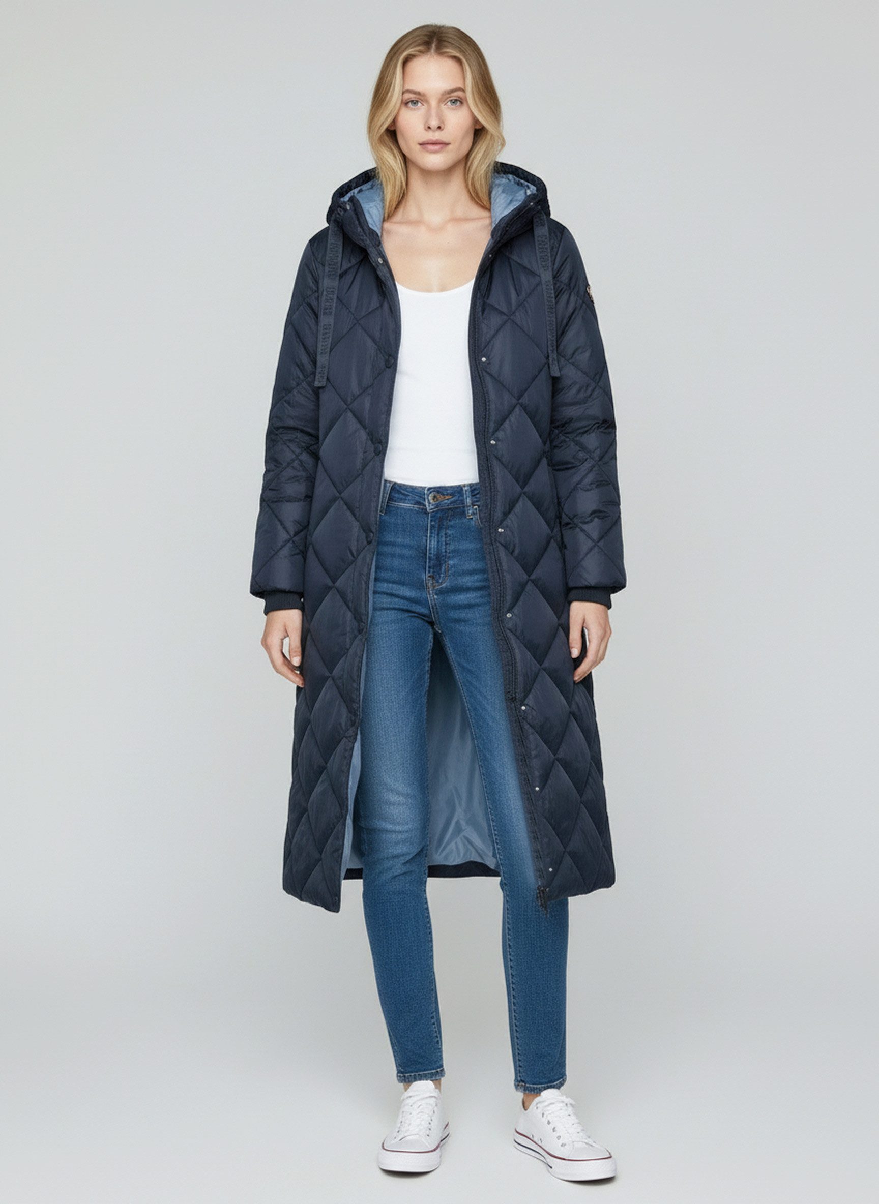 SUBLEVEL Steppjacke Damen Mantel mit Kapuze lange Winter Jacke Parka Stehkr günstig online kaufen