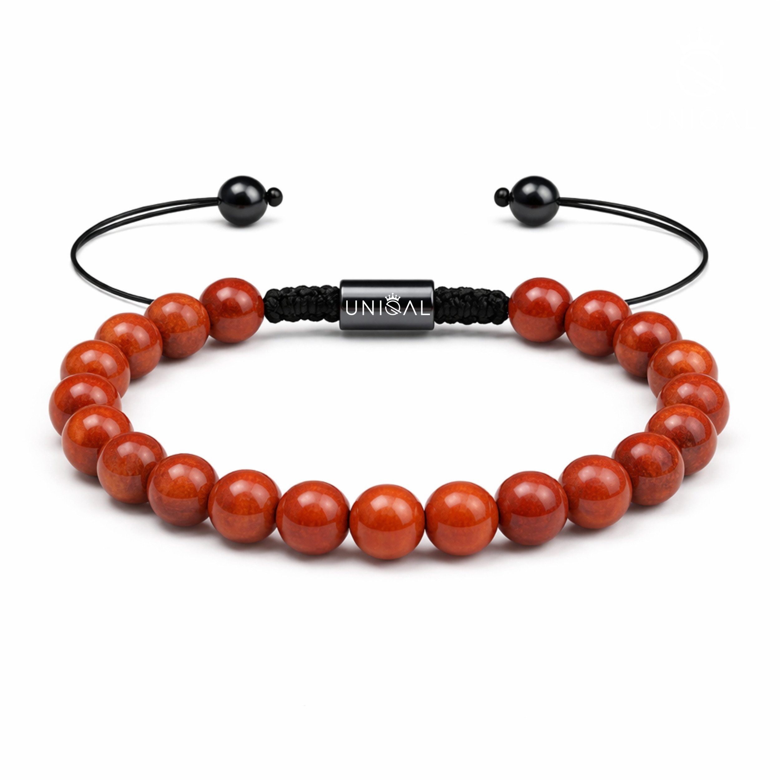 UNIQAL.de Perlenarmband aus Natur- & Edelstein – Unisex, 8 mm (einreihiges Natursteinarmband, verschiedene Farben & Steinsorten), verstellbar, handgefertigt