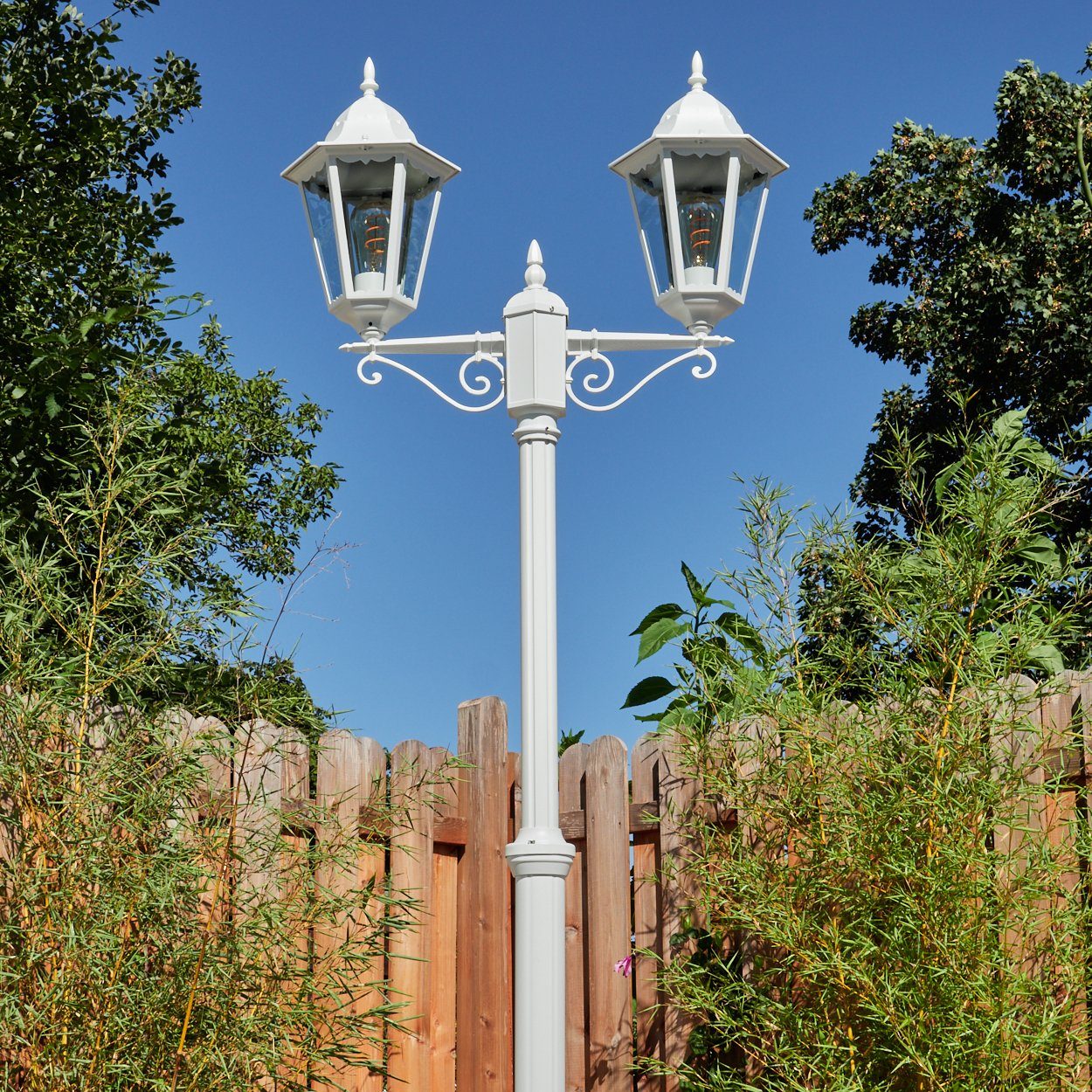 hofstein Außen-Stehlampe Wegeleuchte ohne in Leuchtmittel, Leuchtmittel Weiß/Klar, Metall/Glas aus E27, Gartenbeleuchtung ohne IP44, 2x Kandelaber