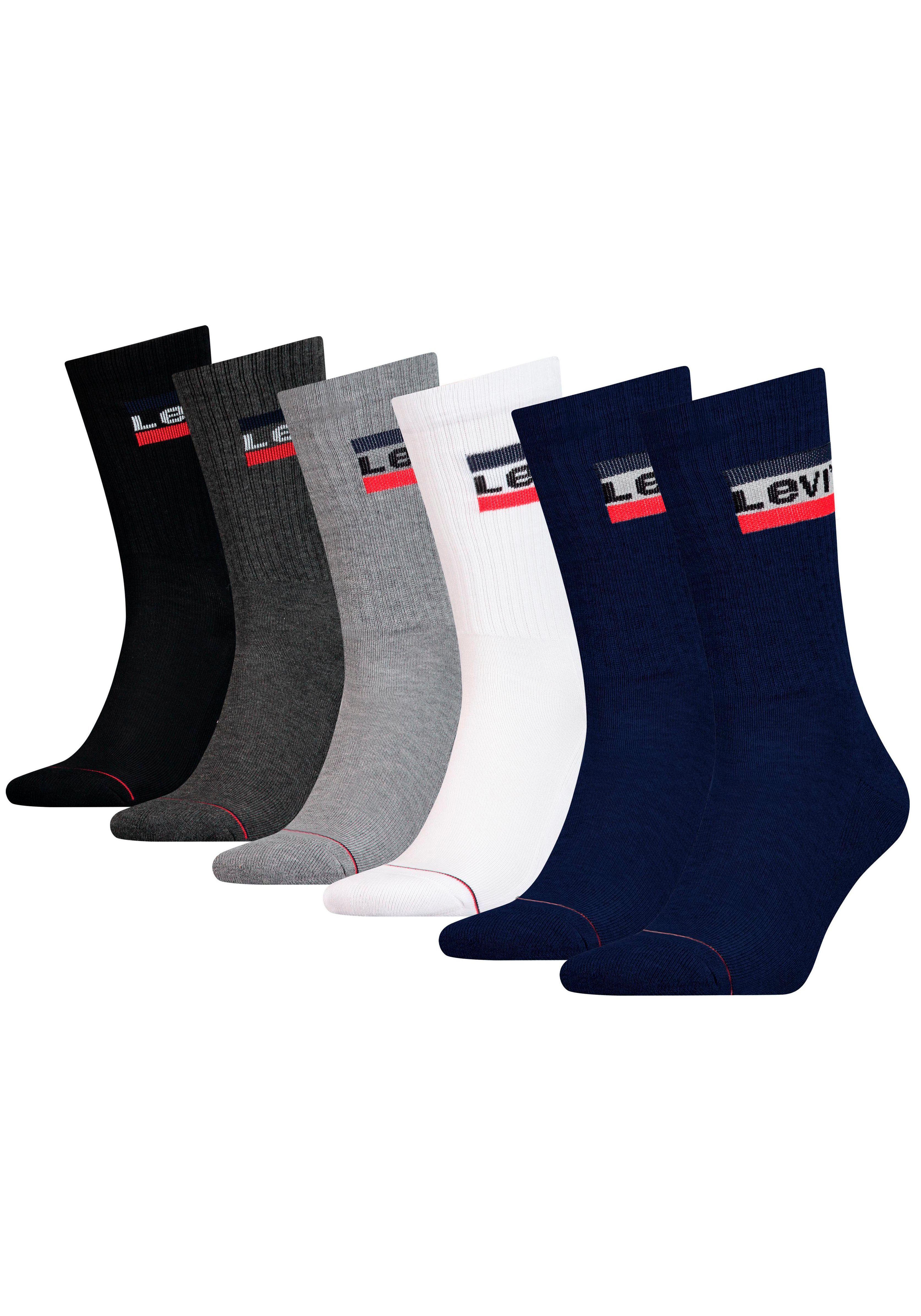 Levi's® Socken (Packung, 6-Paar) LEVIS REGULAR CUT SPRTSWR LOGO 6P ECOM blue/white/grey/black