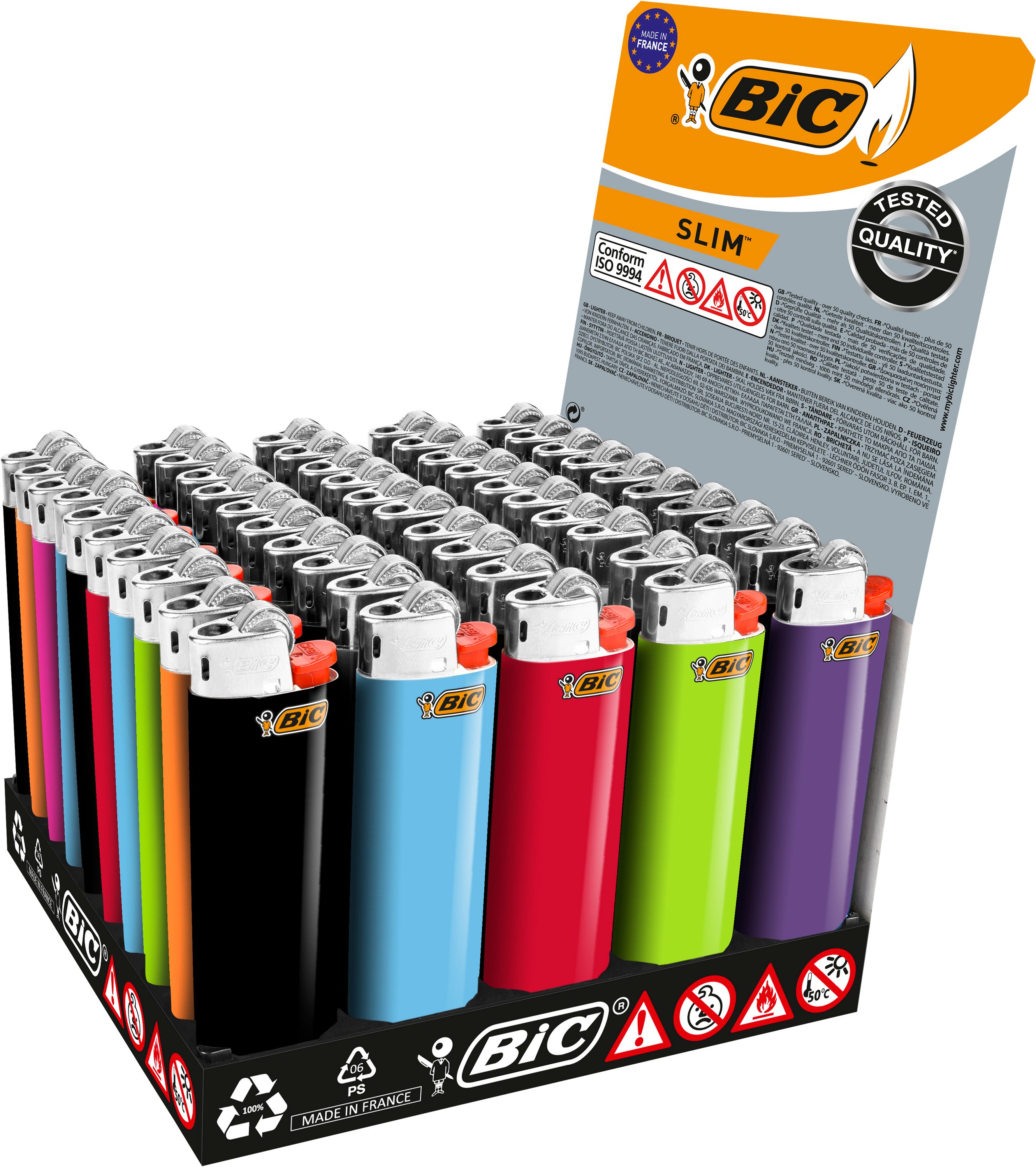 BIC Feuerzeuge BIC J23 Feuerzeuge Slim Standard 50er, 50 Stück Reibrad-Feuerzeuge (50-St)