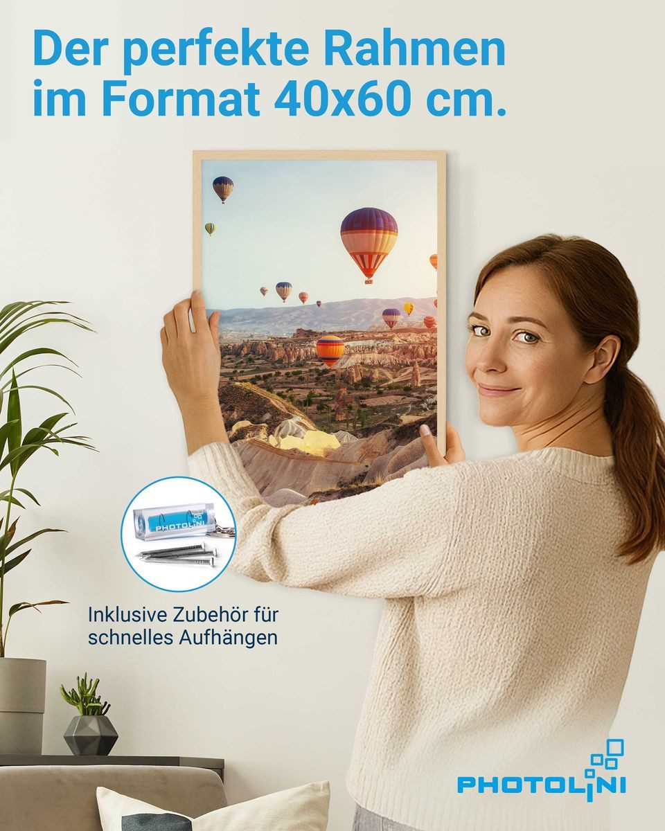 PHOTOLINI Bilderrahmen 3er Set modern mit bruchsicherem Acrylglas, Holz MDF, Fotos & Poster, für 3 Bilder (3er Set), Posterrahmen 40x60 cm zum Aufhängen