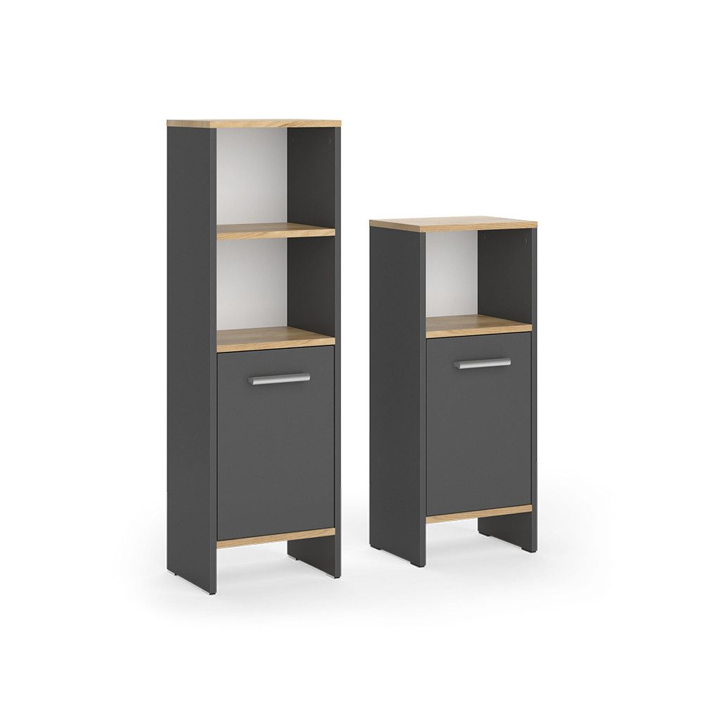 Vicco Badmöbel-Set Karli, Anthrazit/Goldkraft Eiche, 2 Teile günstig online kaufen