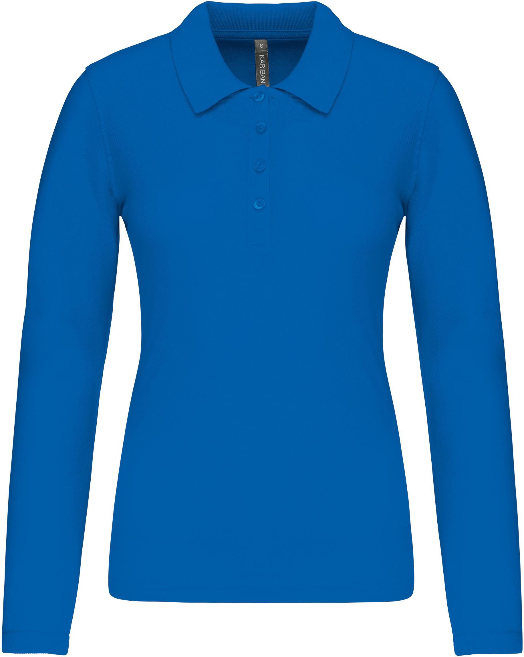 Kariban Langarm-Poloshirt Damen Langarm-Polohemd. Baumwollpiqué