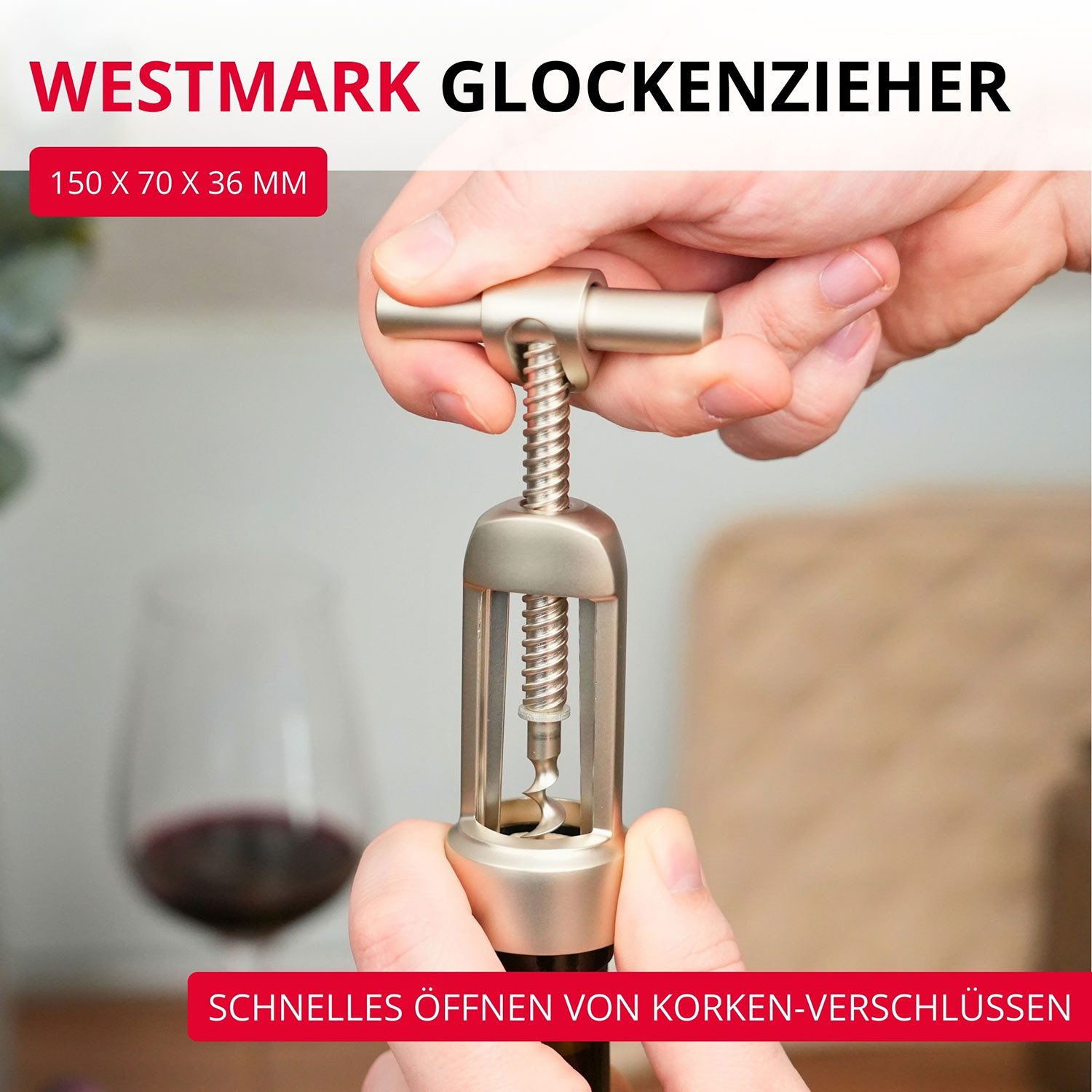 WESTMARK Korkenzieher, Glockenkorkenzieher mit Korkabstreifer, Monopol, Stahl/Zink-Druckgus