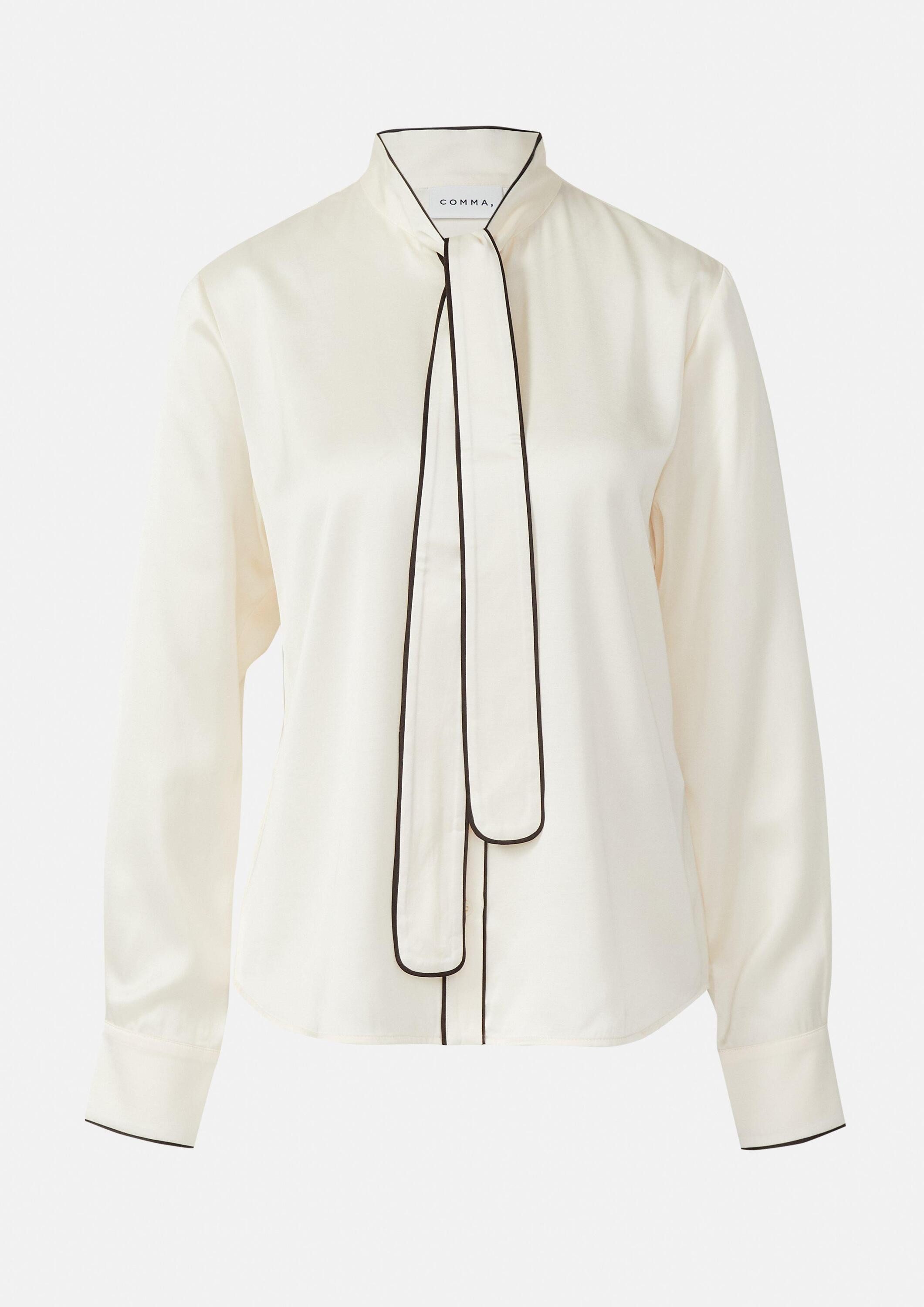 comma Langarmbluse Bluse Satinbluse mit Schluppenkragen