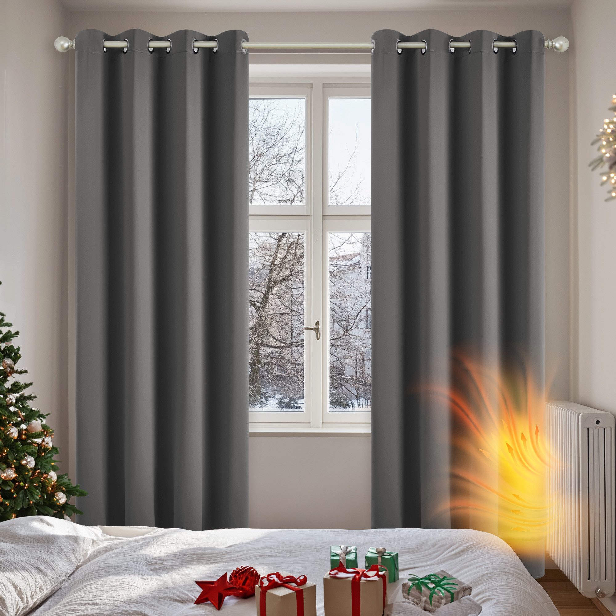Deconovo Verdunkelungsvorhang Gardinen mit Ösen Blickdichte Vorhang Kältesc günstig online kaufen