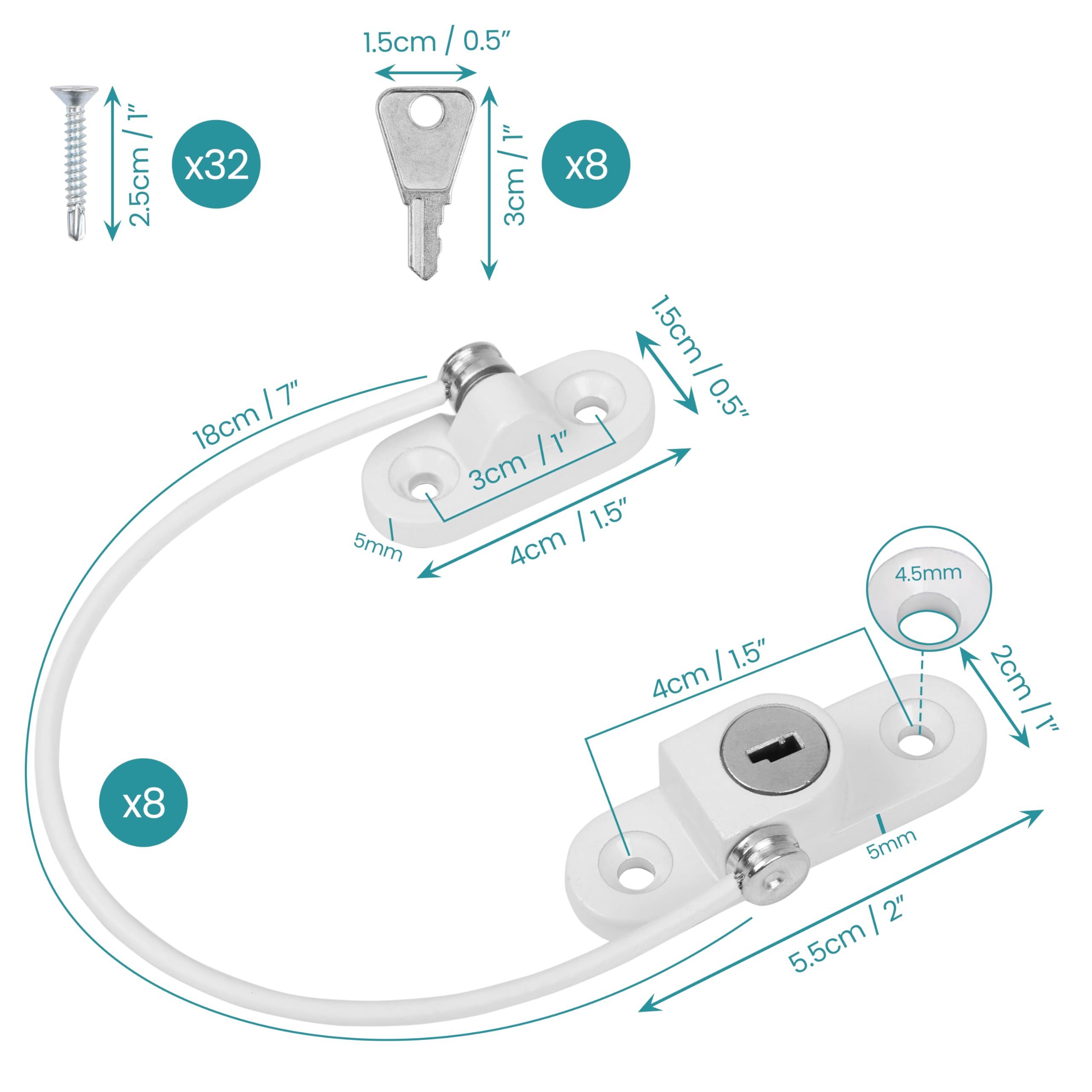 Belle Vous Dekoobjekt Belle Vous 8er-Pack Weiße Kindersicherung Fenster-Sch günstig online kaufen