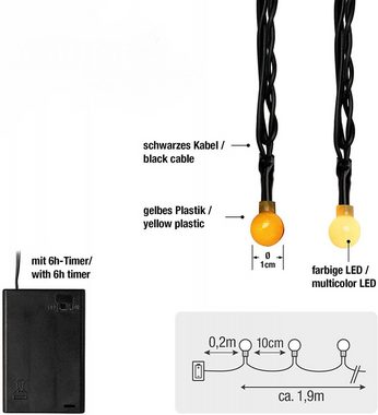 Hellum Lichterkette Hellum LED-Lichterkette Kugel 20 BS gelb/schwarz