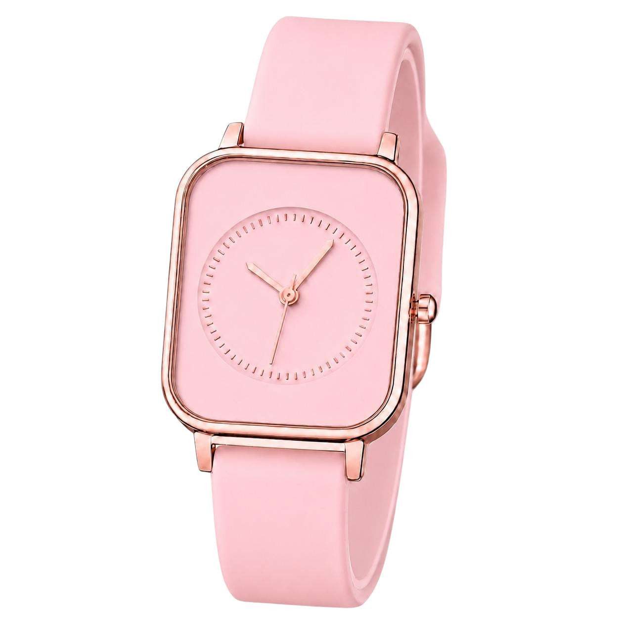 Taffstyle Quarzuhr Damenuhr Rechteckige Armbanduhr Quarzuhr Silikonarmband Elegant, (Minimalistisches Zifferblatt mit weichem Armband für Alltag und Büro)