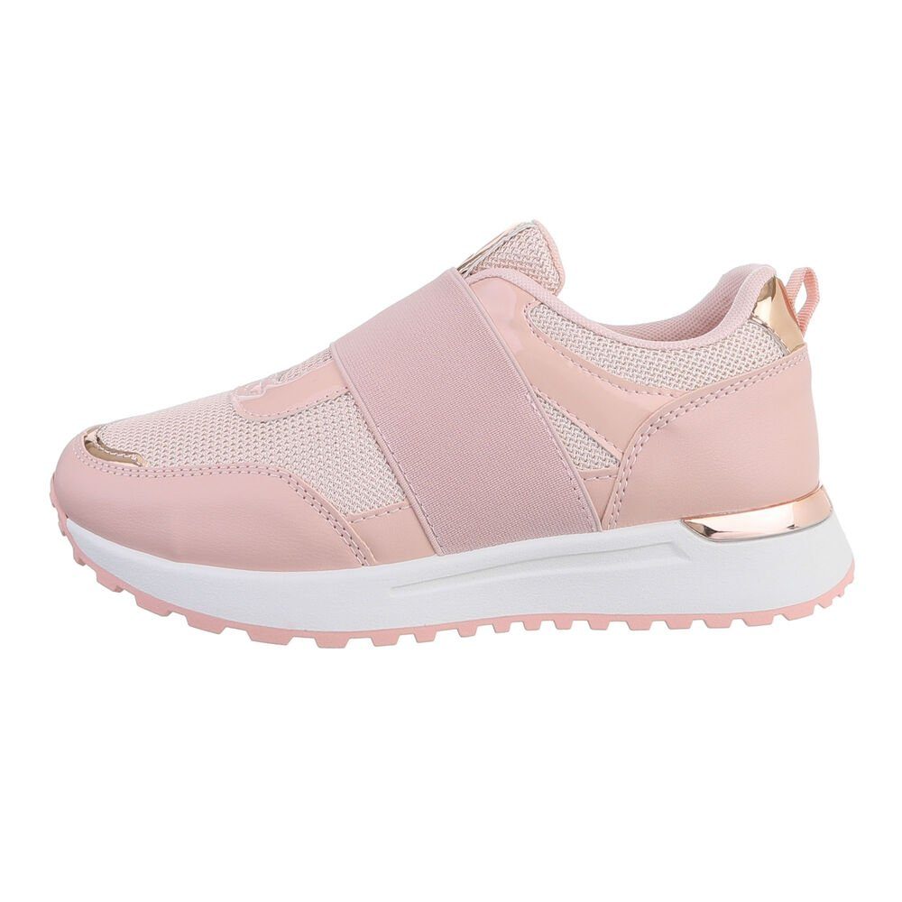 in Sneaker Sneakers Damen Flach Ital-Design Rosa Low Freizeit Low-Top