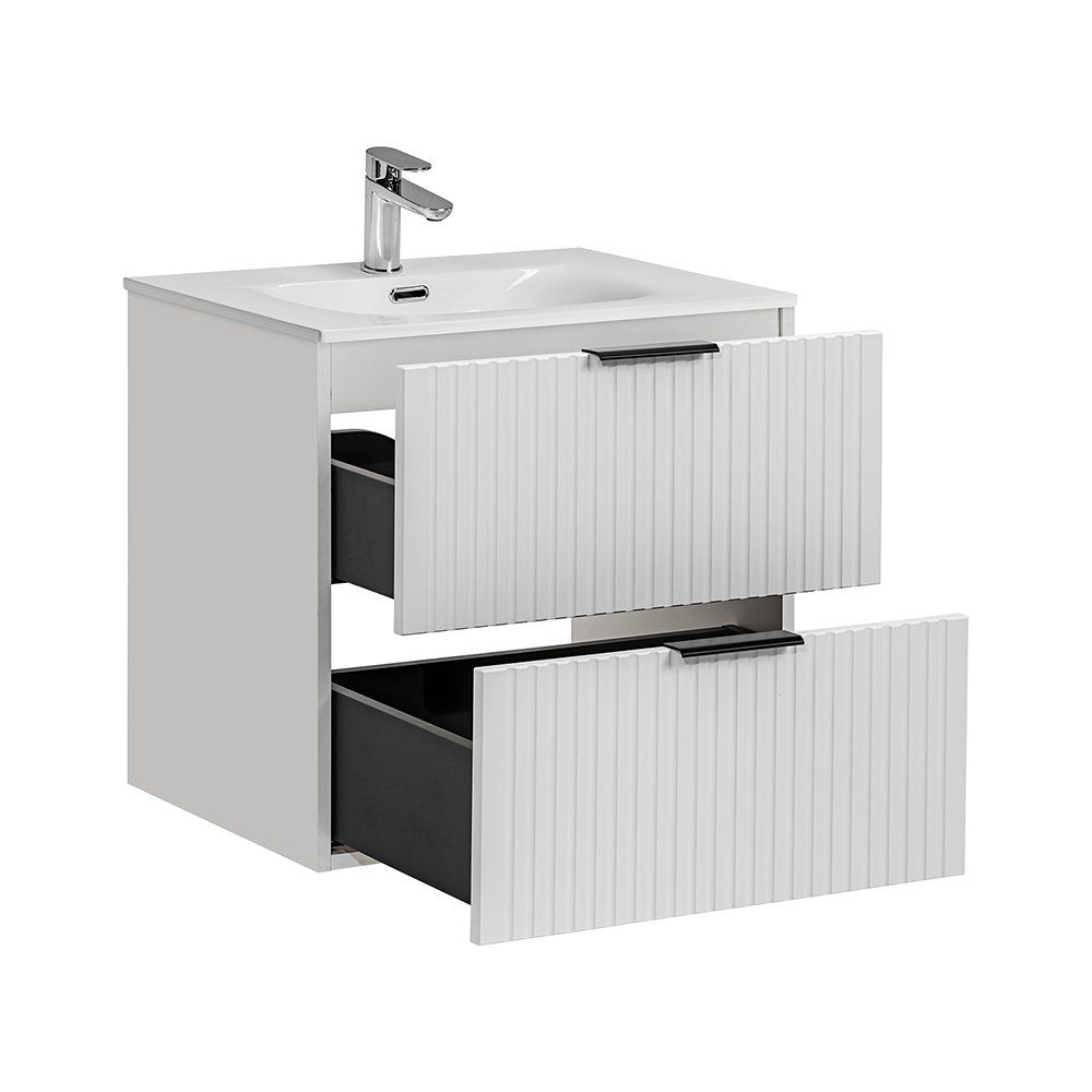 Lomadox Waschtisch ADELAIDE-56-WHITE, in weiß, gerillte günstig online kaufen