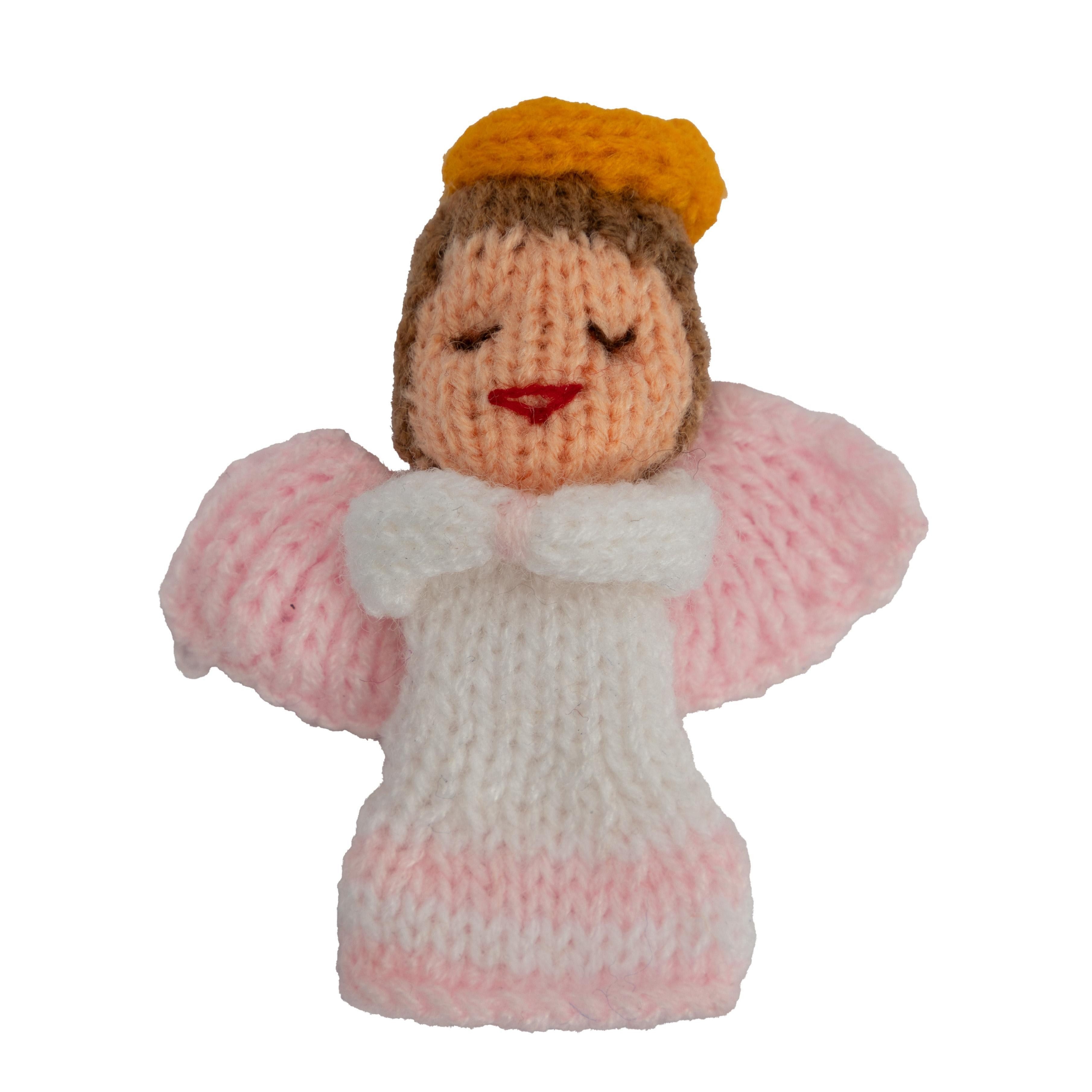 El Puente Fingerpuppe Gestrickte Fingerpuppe "Engel", Handmade, Fair Trade