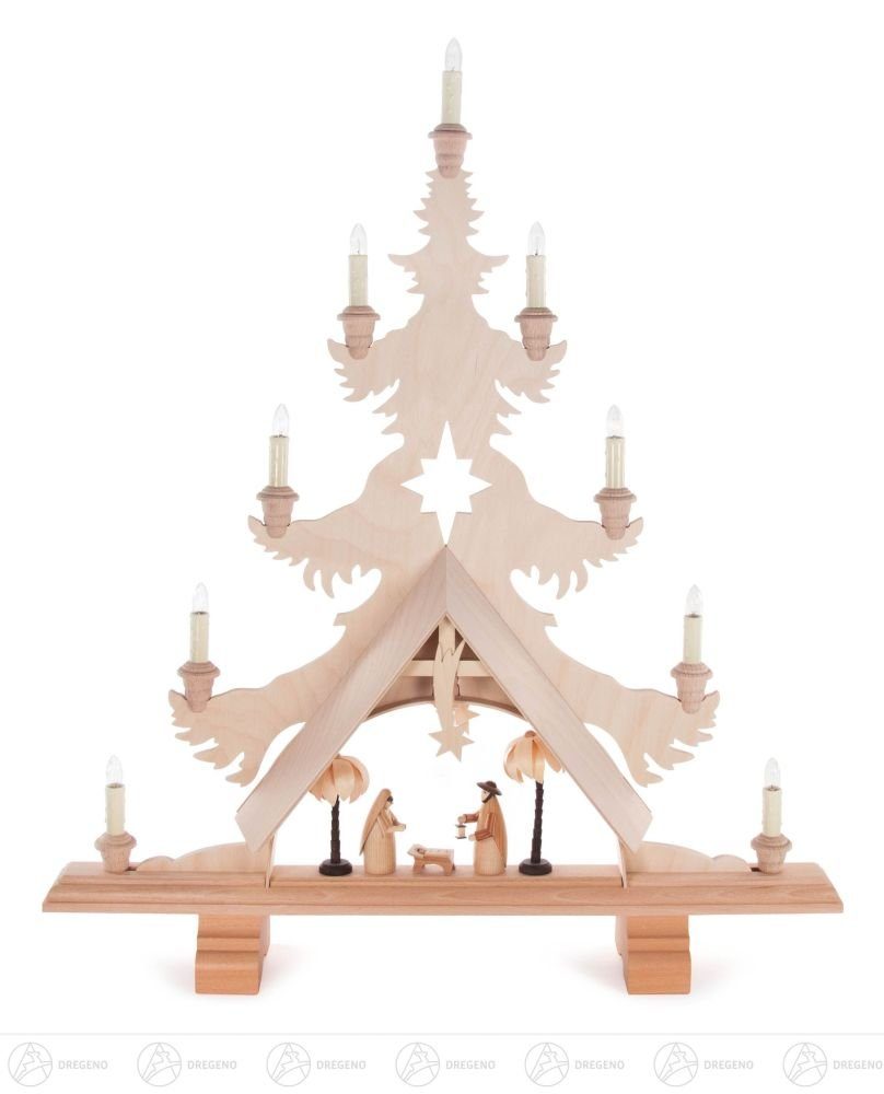 Dregeno Erzgebirge Lichterbogen Schwibbogen Baum mit Rehen 72cm
