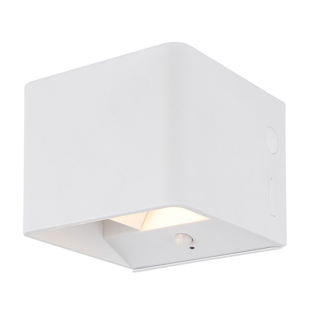 GLOBO LIGHTING LED Wandleuchte, LED-Leuchtmittel fest verbaut, Warmweiß, Wandleuchte Sensor LED Akku USB Up & Down weiß Lichtkegel verstellbar