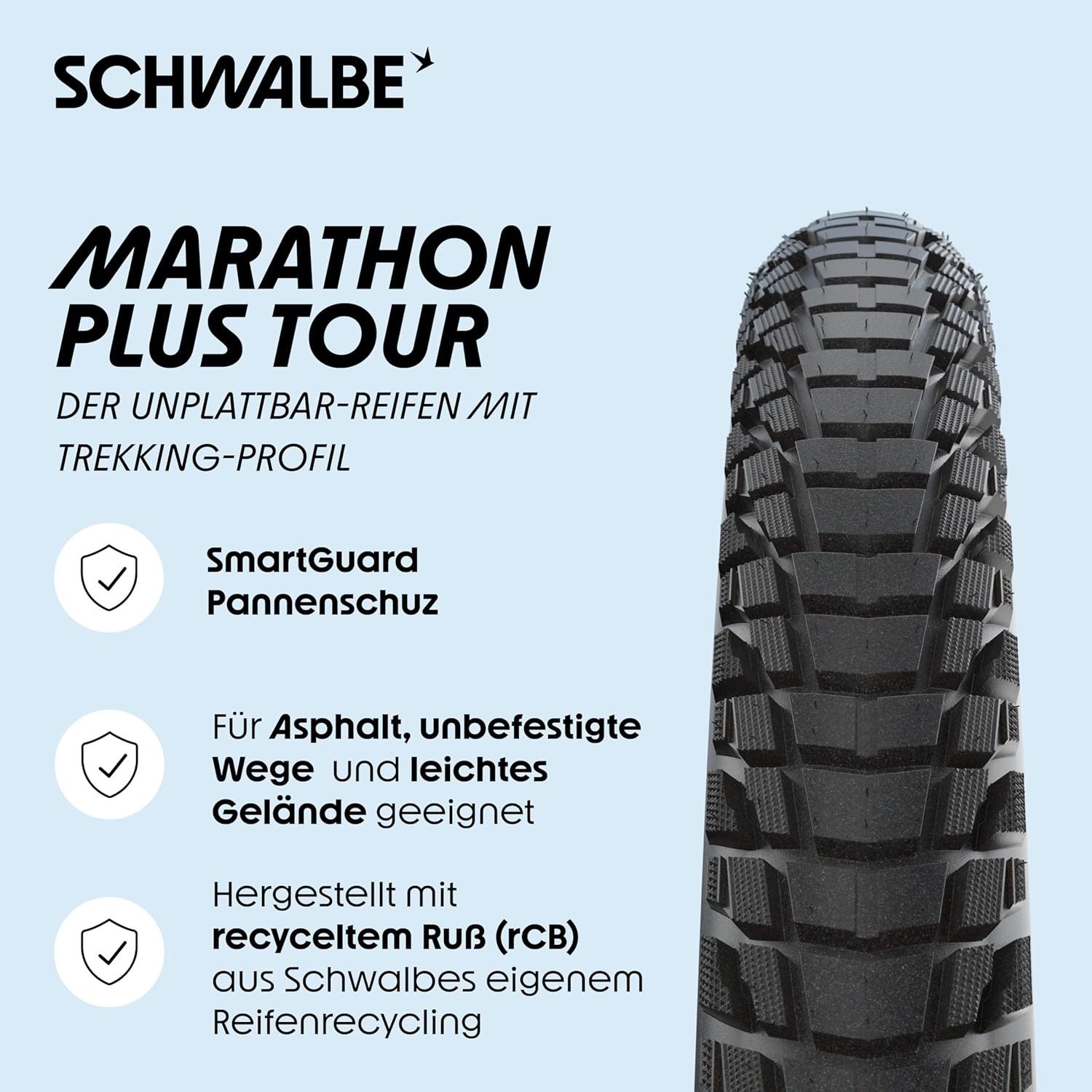 Schwalbe Fahrradschlauch 2x Schwalbe Marathon Plus TOUR 28" x 1,75" Reifen, Schläuche AV17 Set – Bild 3 von 5