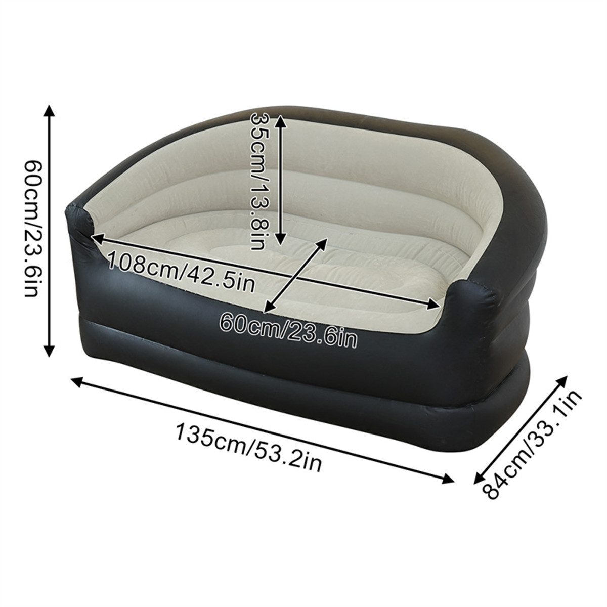 Insma Luftsofa Aufblasbares 2-Sitzer-Luftsessel Outdoor Luftsofa Camping Lounger, für Strand Garten Reisen, 135x84x60cm