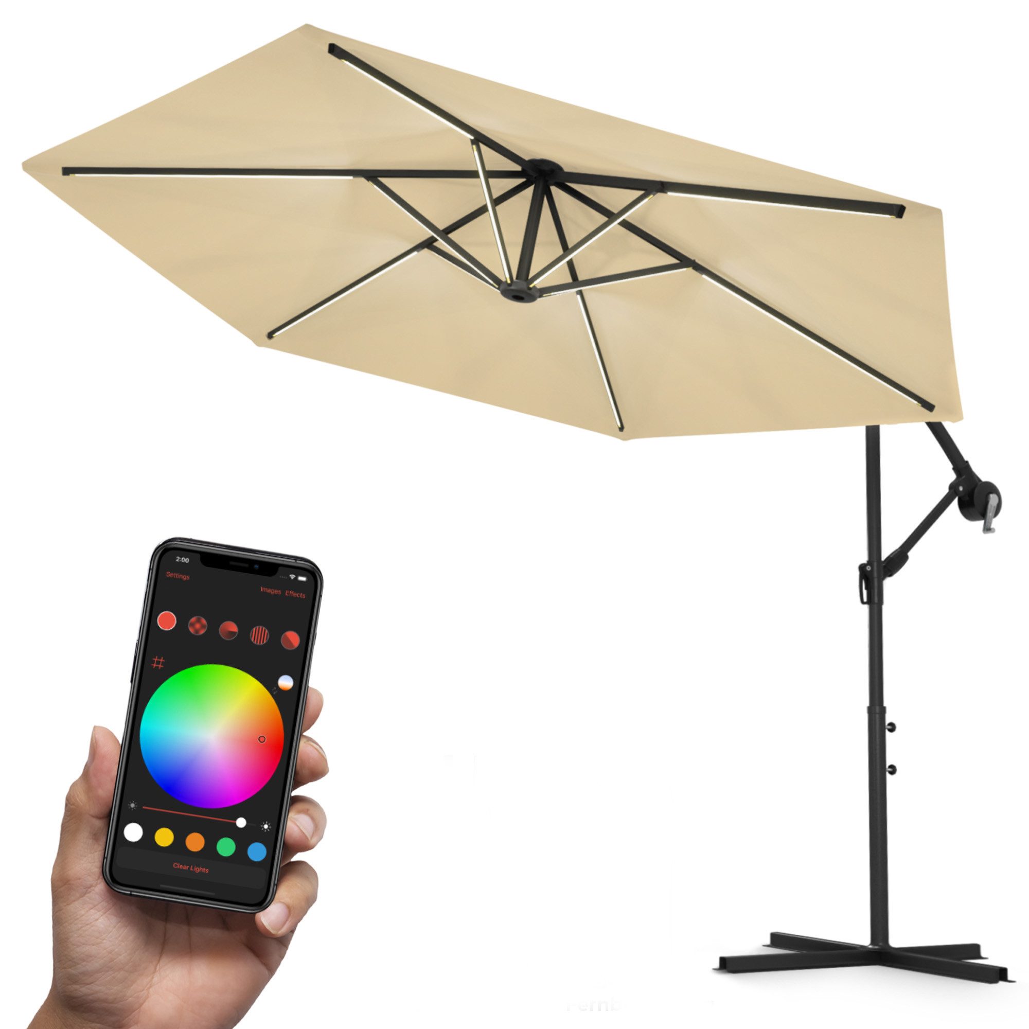Swing&Harmonie Sonnenschirm mit RGB Beleuchtung LED günstig online kaufen