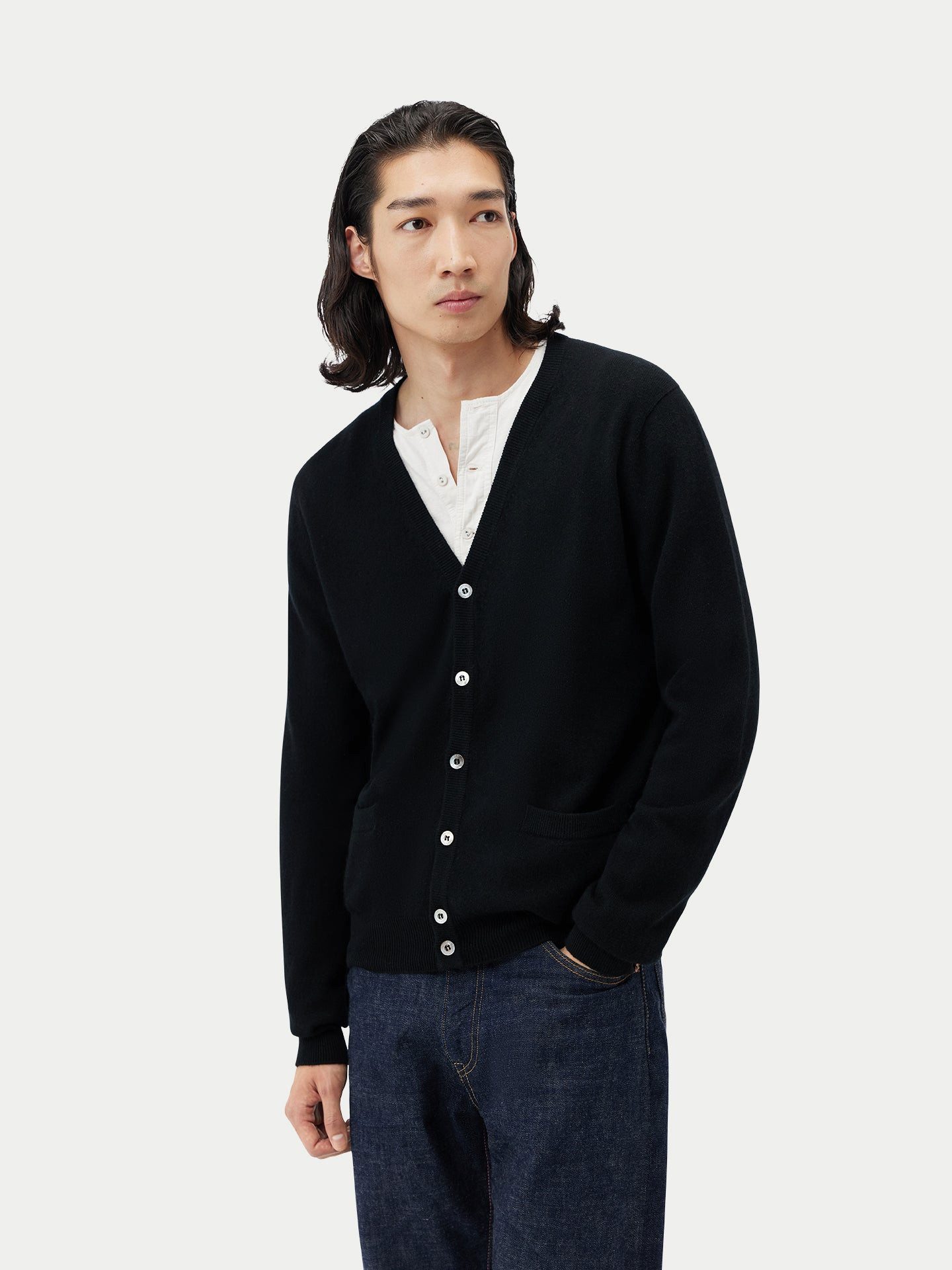 GOBI Cashmere Cardigan V-Ausschnitt Kaschmir Strickjacke mit Knöpfen