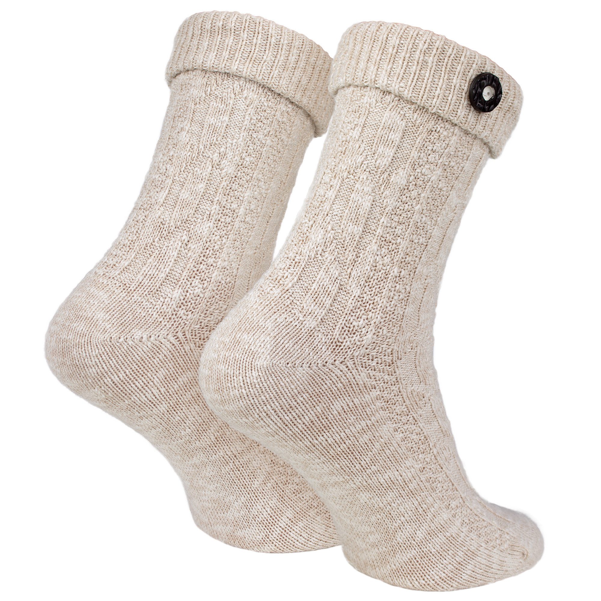 Black Snake Trachtensocken Trachtensocken mit Umschlagbund & Knopf im 2er Set für Damen & Herren (2-Paar, 2 Paar Trachtensocken mit Zierknopf) 2 Paar Trachtensocken mit Umschlagbund und Zierknopf
