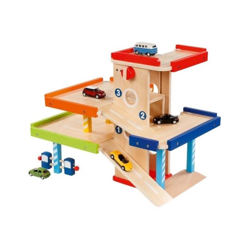 goki Spiel-Parkhaus aus Holz, 51,9 x 31,4 x 38,5 cm Tanksäulen Waschanlage günstig online kaufen