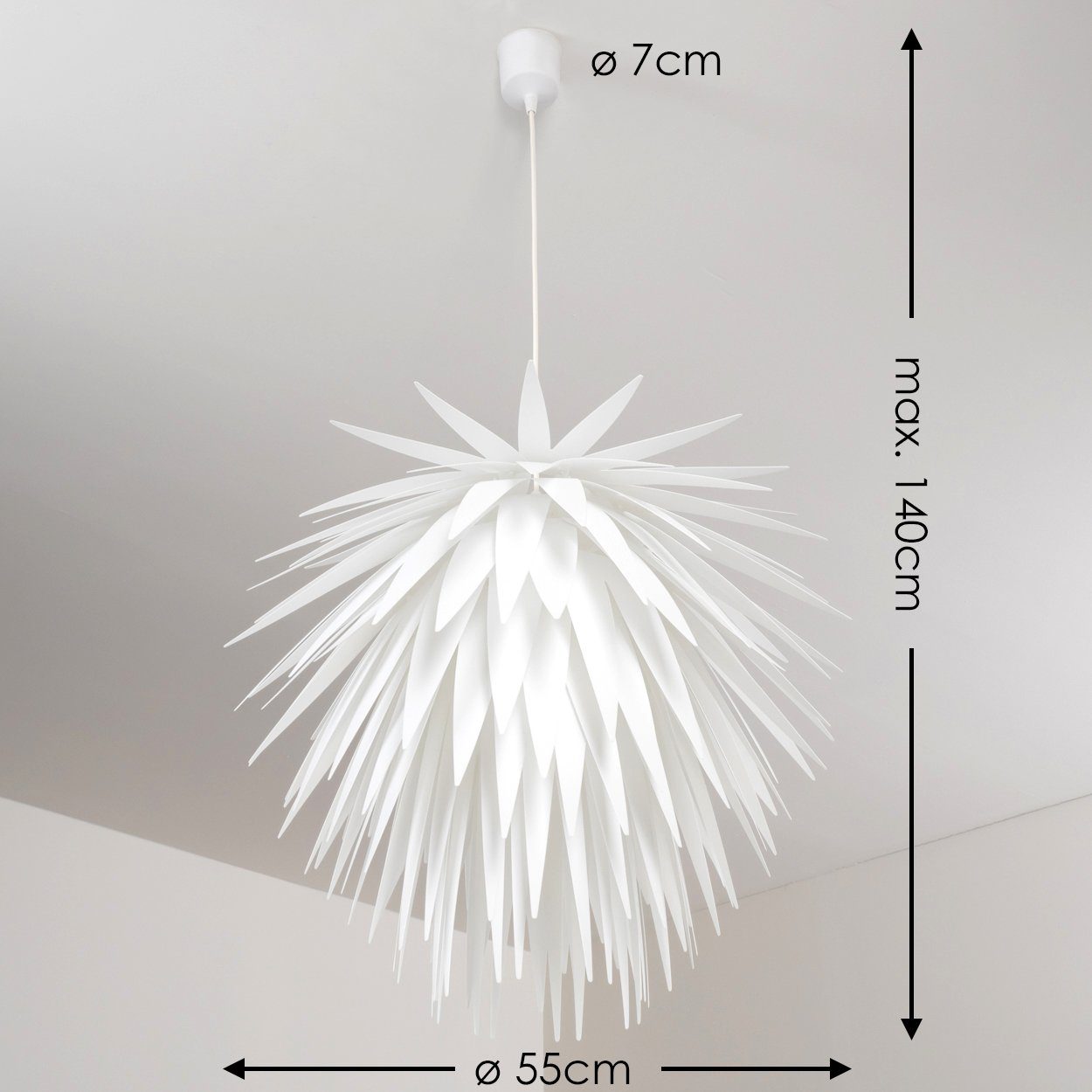 hofstein Hängeleuchte »Corato« moderne Hängelampe aus Kunststoff in Weiß, ohne Leuchtmittel, Ø55cm, max. Höhe 140cm, E27 – Bild 2 von 5