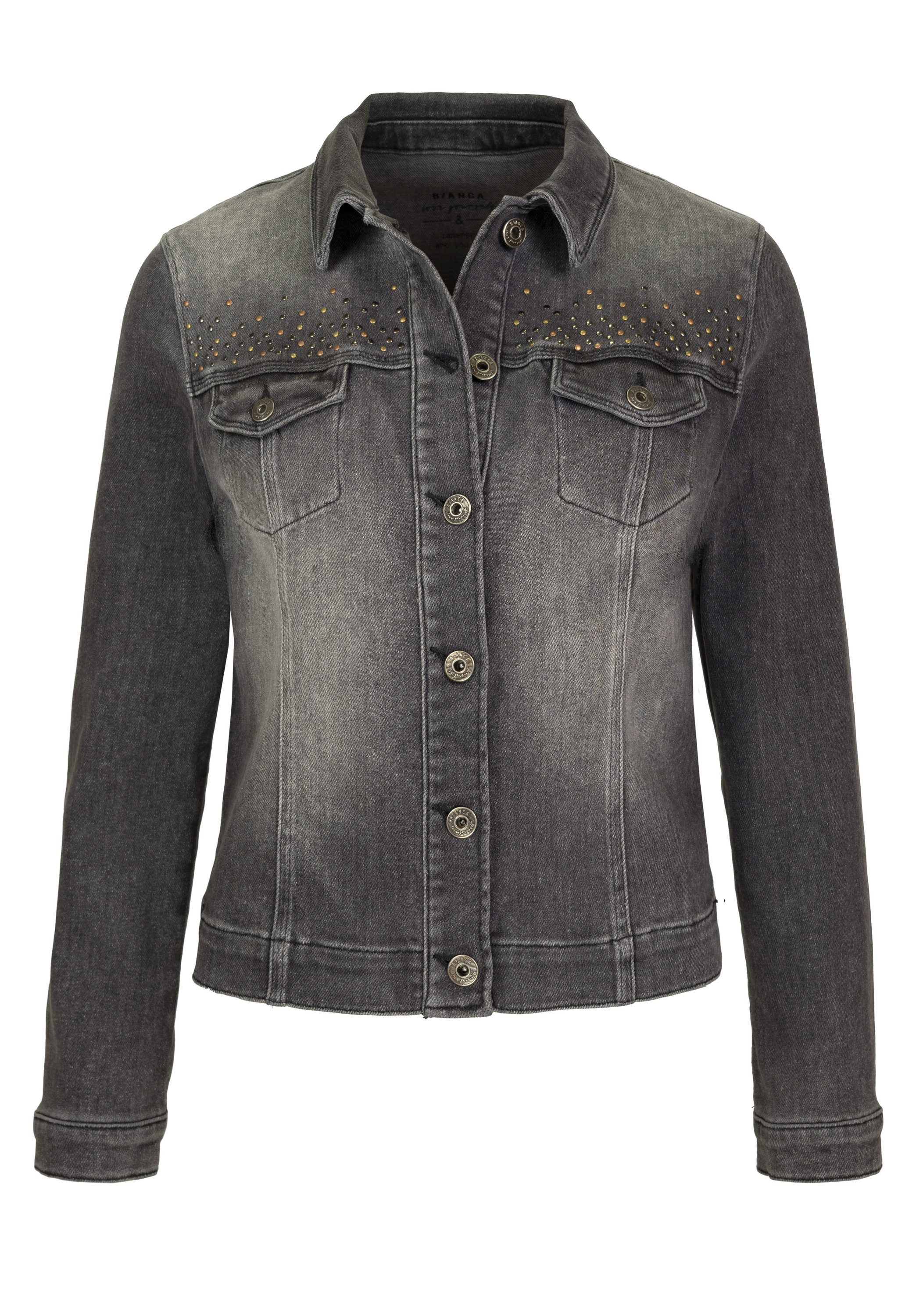 bianca Jeansjacke JUNE in modernem Design mit Metall-Logoknöpfen günstig online kaufen