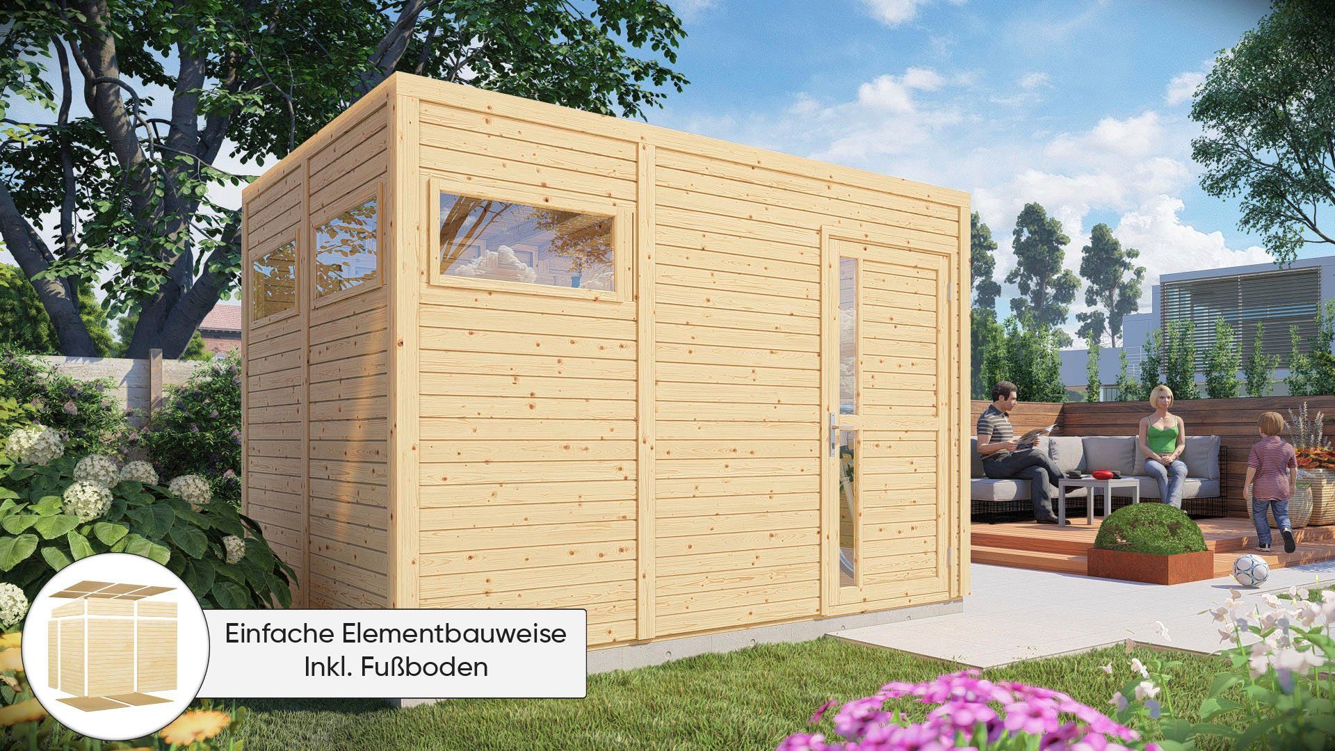 KONIFERA Gartenhaus Cubus 3, BxT: 337x240 cm, Inklusive Fußboden