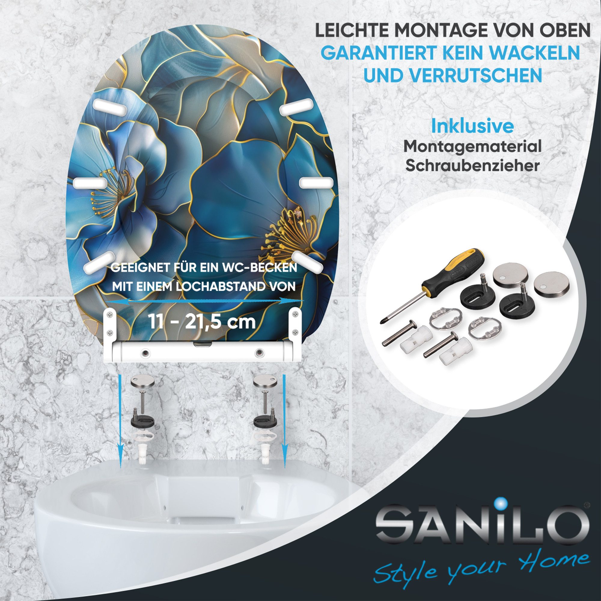 Sanilo WC-Sitz mit Absenkautomatik & Top Fix in vielen Designs, hochwertig, abnehmbar, leichte Montage von oben, mit Schraubenzieher – Bild 5 von 5