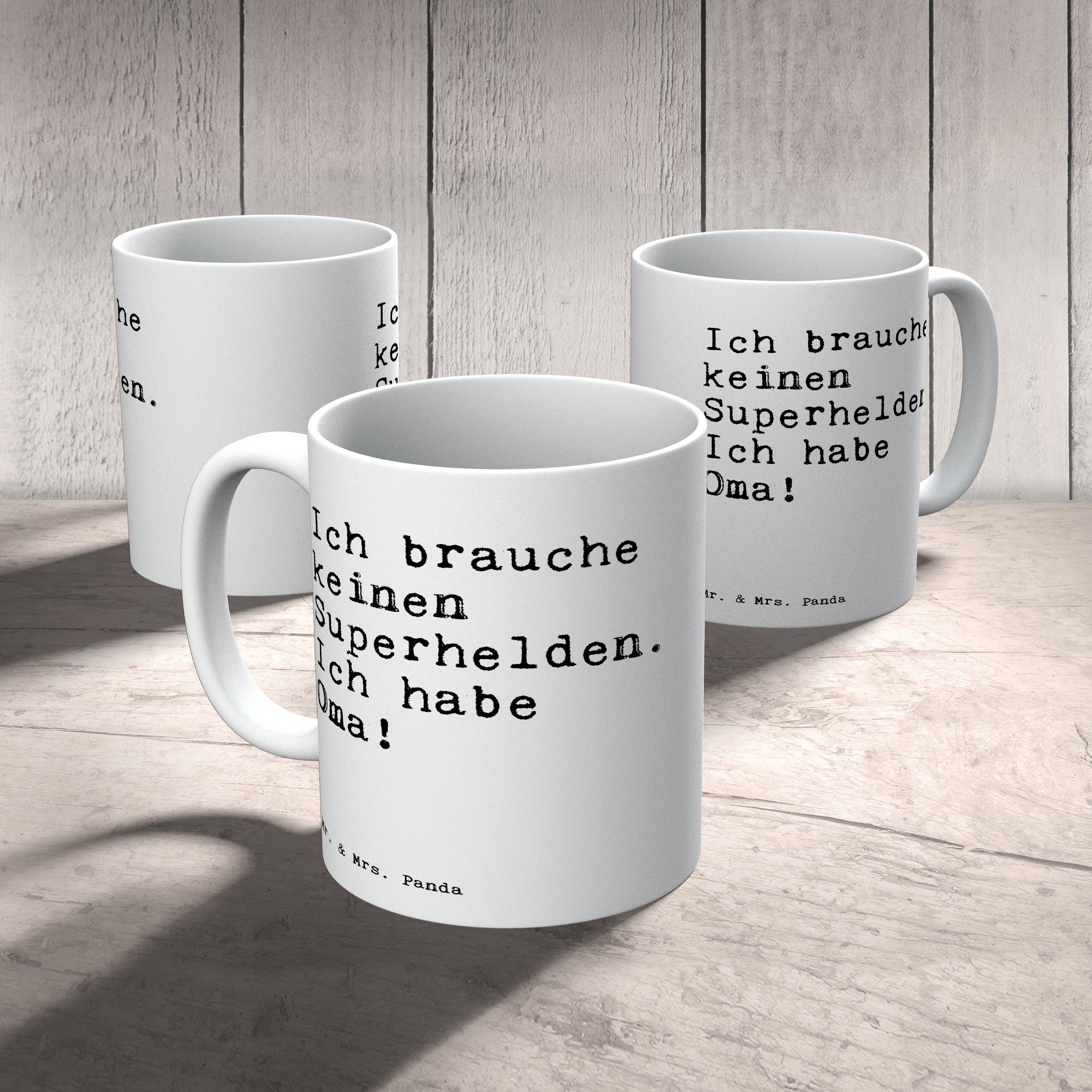 Geschenk Tasse Weiß keinen Panda Superhelden.... - Ich & Geschenk, Mr. Keramik brauche Mrs. Enkel, -