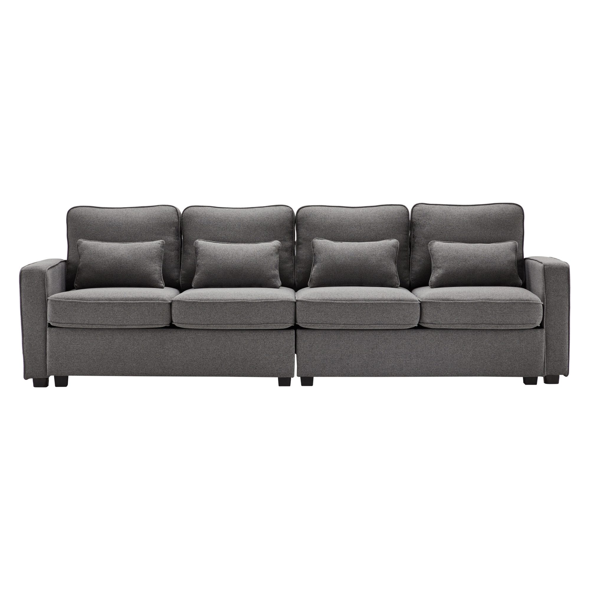 Thanaddo 4-Sitzer 4-Sitzer Sofa aus Leinenstoff,Viersitzer-Sofa mit Armlehnentaschen
