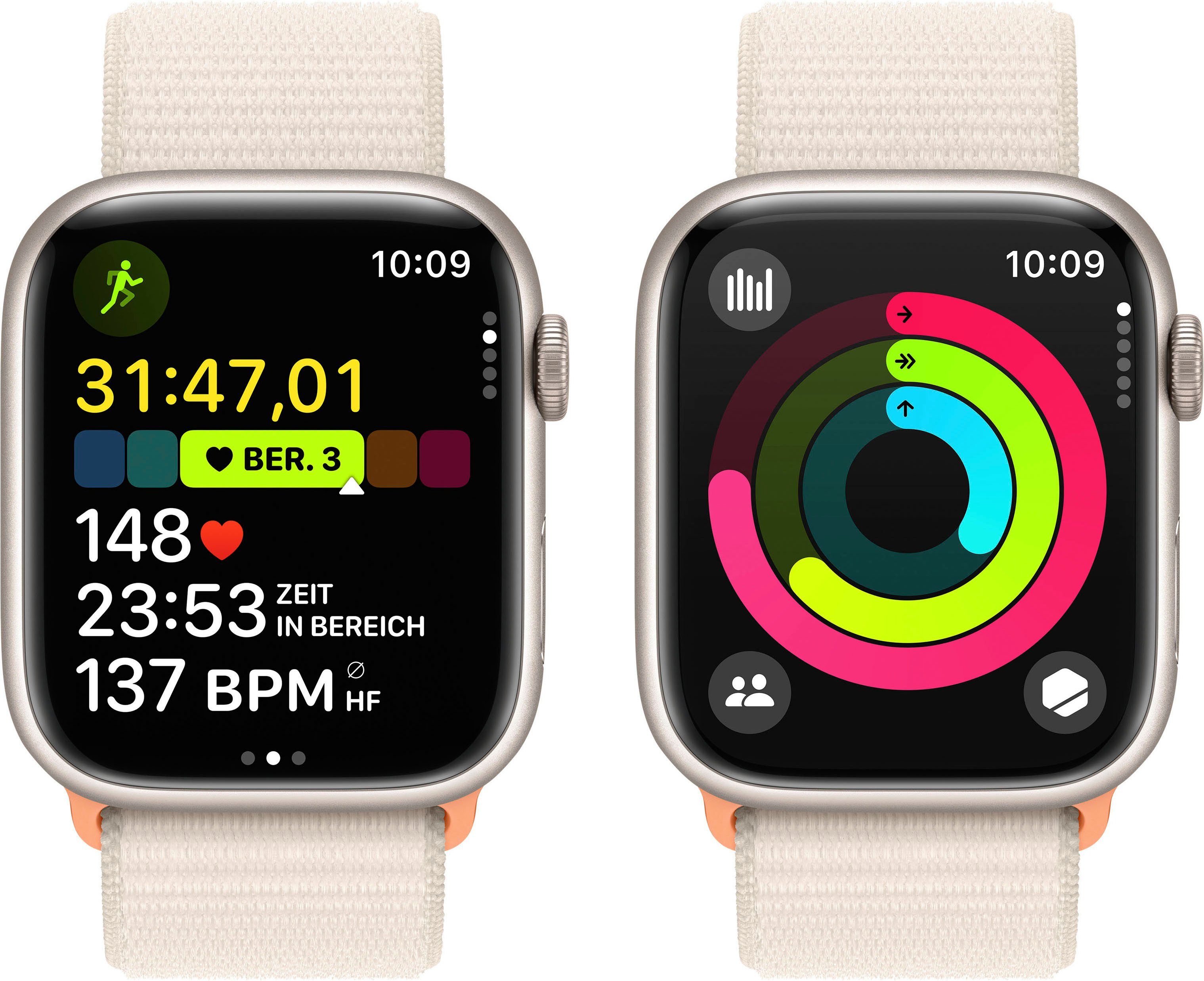 Apple Watch Series 9 Loop OS | Polarstern 10), Aluminium 45mm (4,5 GPS cm/1,77 Smartwatch Zoll, Sport Polarstern Watch