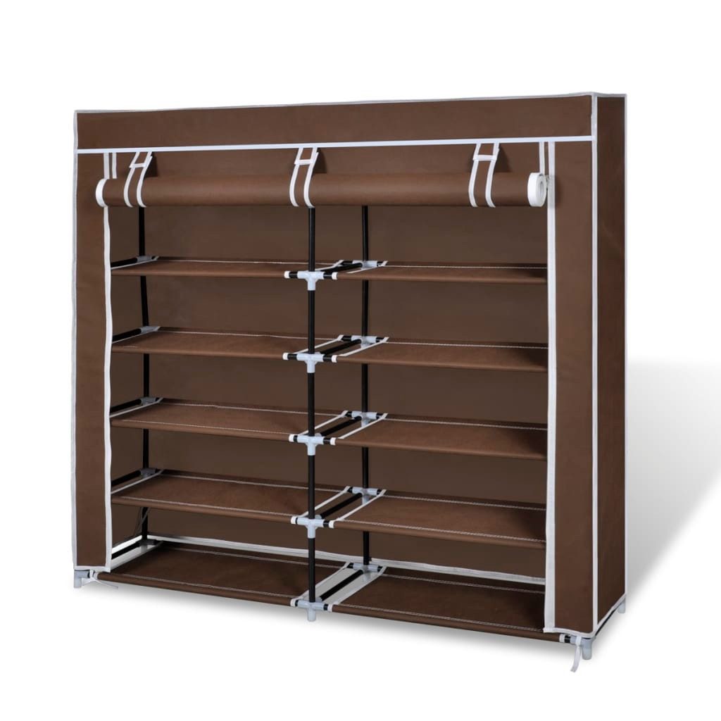 vidaXL Schuhschrank 115 x 28 x 110 cm Stoff Schuhschrank mit Abdeckung 115x28x110 cm Braun