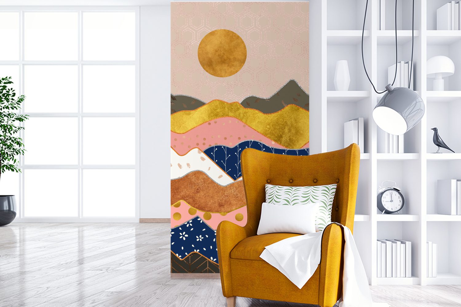 Muster, MuchoWow Gold St), - Schlafzimmer bedruckt, Vliestapete Fototapete Wohnzimmer Küche, Pastell (2 - Matt, für Fototapete