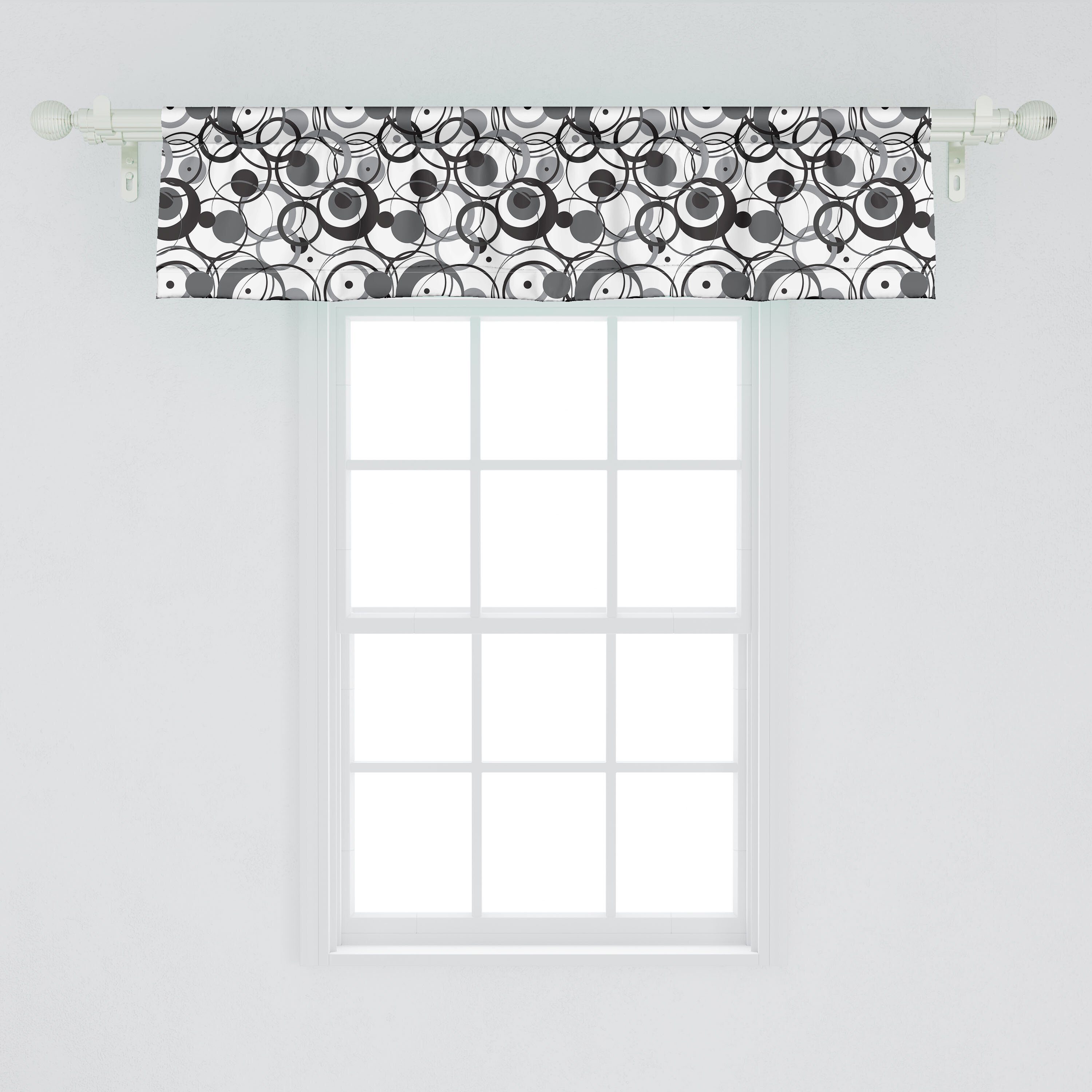 Scheibengardine Vorhang Volant für Küche Kreis-Punkte Schlafzimmer Abstrakt mit Moderne Stangentasche, Microfaser, Abakuhaus, Dekor